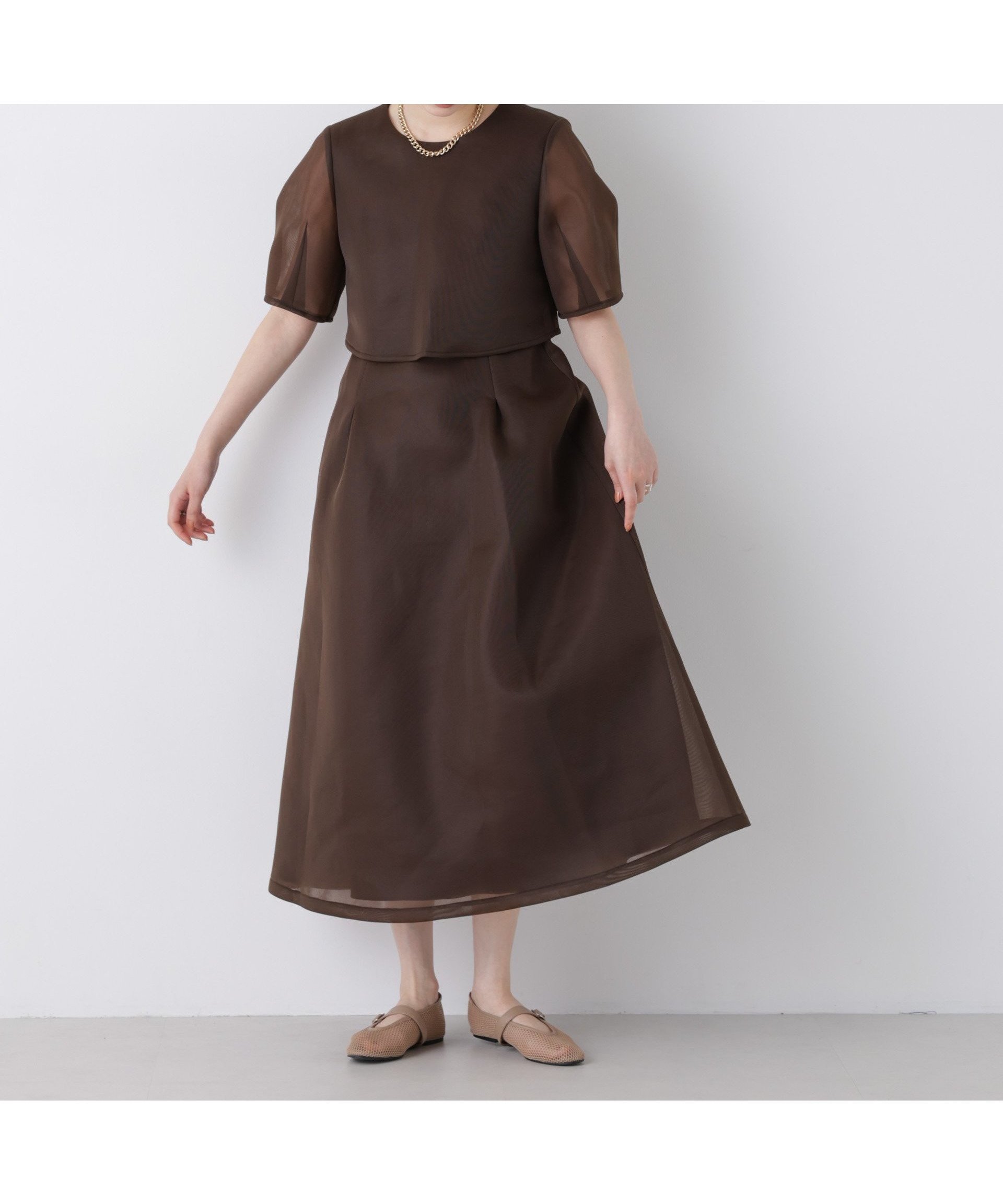 【ナノ ユニバース/nano universe】のkaene/シアードッキングワンピース インテリア・キッズ・メンズ・レディースファッション・服の通販 founy(ファウニー) 　ファッション　Fashion　レディースファッション　Fashion for Women　ワンピース　Dresses　アクセサリー　Fashion Accessories　シアー　Sheer, See-Through　ショール　Shawl, Wrap　ジャケット　Jacket, Outerwear　ドレス　Dress, One-Piece　フレア　Flare, Flared　ボレロ　Bolero, Short Cardigan　ボンディング　Bonding, Bonded Fabric　おすすめ　Recommended / Our Picks　エレガント 上品　Elegant　セレモニー　Ceremony　結婚式　Wedding　2026年　2026　2026春夏・S/S　Spring/Summer 2026 SS26　ブラウン|ID: prp329100004987392 ipo3291000000037360648