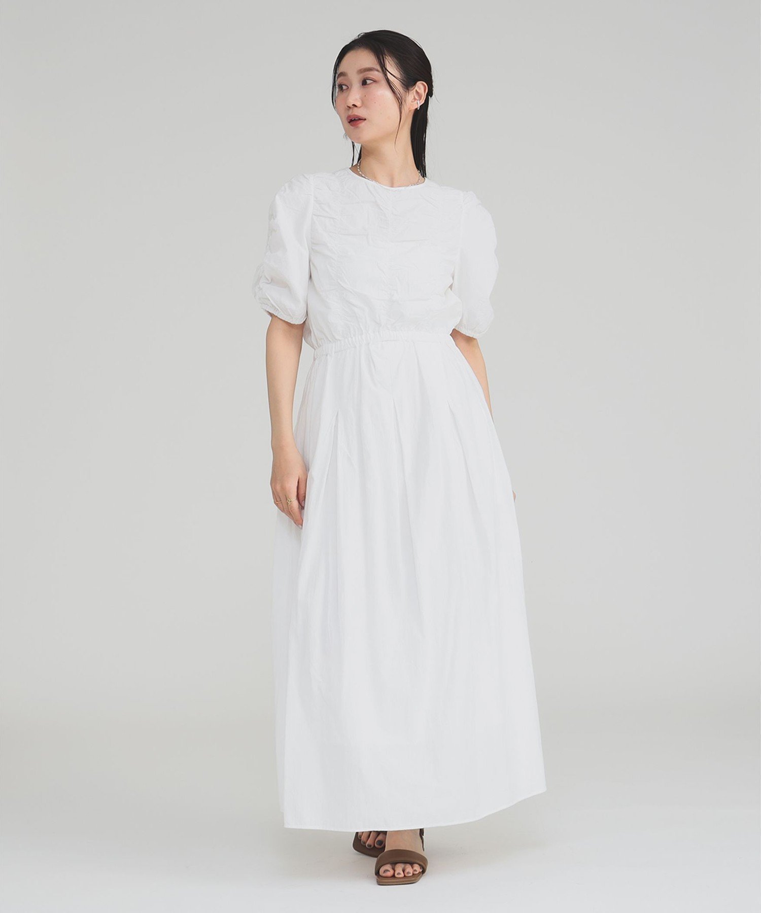 【ビームス ウイメン/BEAMS】のne Quittez pas / ドビー シャーリング ワンピース インテリア・キッズ・メンズ・レディースファッション・服の通販 founy(ファウニー) 　ファッション　Fashion　レディースファッション　Fashion for Women　ワンピース　Dresses　インド　Indian Textile　エレガント 上品　Elegant　ギャザー　Gathered, Ruffled　コンパクト　Compact, Small Size　シャーリング　Shirring, Ruched　チェック　Check, Plaid, Tartan　ビーチ　Beach, Seaside　フレア　Flare, Flared　プリント　Print, Printed Pattern　別注　Limited Edition, Custom Order　モダン　Modern, Contemporary　おすすめ　Recommended / Our Picks　旅行　Travel　別注WHITE|ID: prp329100004987399 ipo3291000000037360720
