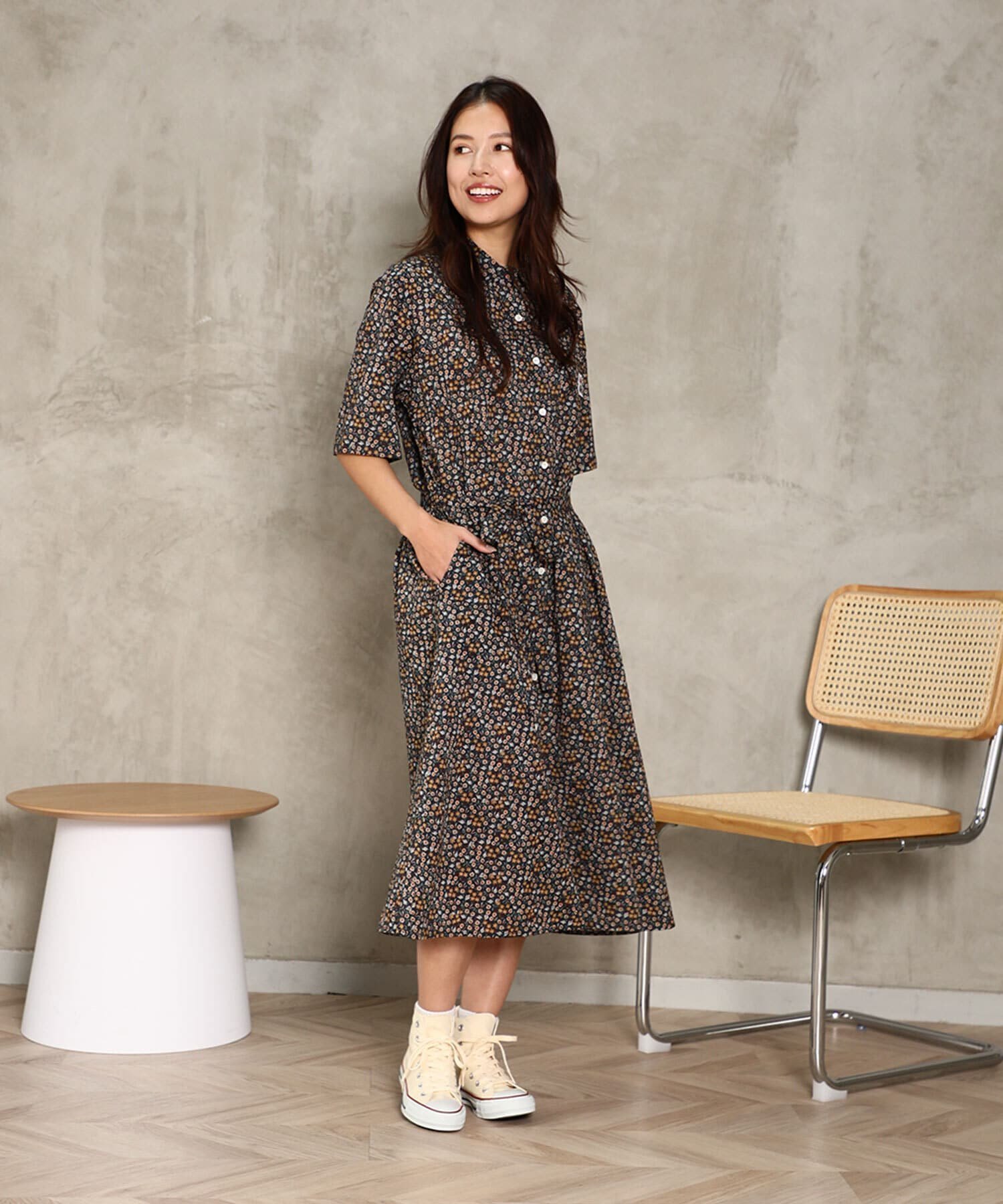 【サイコバニー/Psycho Bunny】のWOMEN LIBERTY フラワープリント シャツワンピース インテリア・キッズ・メンズ・レディースファッション・服の通販 founy(ファウニー) 　ファッション　Fashion　レディースファッション　Fashion for Women　ワンピース　Dresses　シャツワンピース / 1枚で着映えコーデ　Shirt Dresses　フラワー　Flower, Floral　プリント　Print, Printed Pattern　ワーク　Workwear, Utility Style　半袖　Short Sleeve, Half Sleeve　ネイビー|ID: prp329100004987405 ipo3291000000037360908