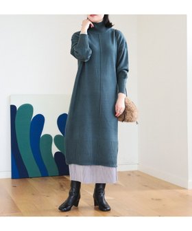 【ビームス ウイメン/BEAMS】のハイネックレイヤード ニットワンピース 大人の最旬トレンドファッション＆コーディネート founy(ファウニー) ファッション Fashion レディースファッション Fashion for Women ワンピース Dresses ニットワンピース Knit Dresses おすすめ Recommended / Our Picks インナー Innerwear サテン Satin, Glossy Fabric プリーツ Pleats, Pleated ミドル Middle Length, Mid Height |ID:prp329100004987414