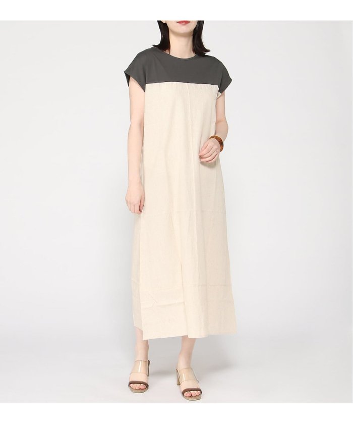 【インタープラネット/INTERPLANET】のDRY COTTONバイカラー切替ワンピース インテリア・キッズ・メンズ・レディースファッション・服の通販 founy(ファウニー) https://founy.com/ ファッション Fashion レディースファッション Fashion for Women ワンピース Dresses スリーブ Sleeve, Long Sleeve / Short Sleeve フレンチ French, French Style リラックス Relax, Relaxed Fit ロング Long, Long-Length 切替 Switching, Contrast Panel |ID: prp329100004987430 ipo3291000000037361747