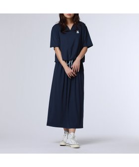 【サイコバニー/Psycho Bunny】のWOMEN キーネック ブラウジングワンピース 大人の最旬トレンドファッション＆コーディネート founy(ファウニー) ファッション Fashion レディースファッション Fashion for Women ワンピース Dresses 春 Spring スピンドル Spindle, Drawcord セットアップ Set-Up, Coordinated Outfit セパレート Separate, Two-Piece ドレープ Drape, Draping Fabric 人気 Popular, Best Seller フロント Front, Front Design ブラウジング Blouson Silhouette, Cinched Waist ワンポイント One Point, Statement Accent S/S・春夏 SS, Spring/Summer, Warm Season 夏 Summer |ID:prp329100004987435