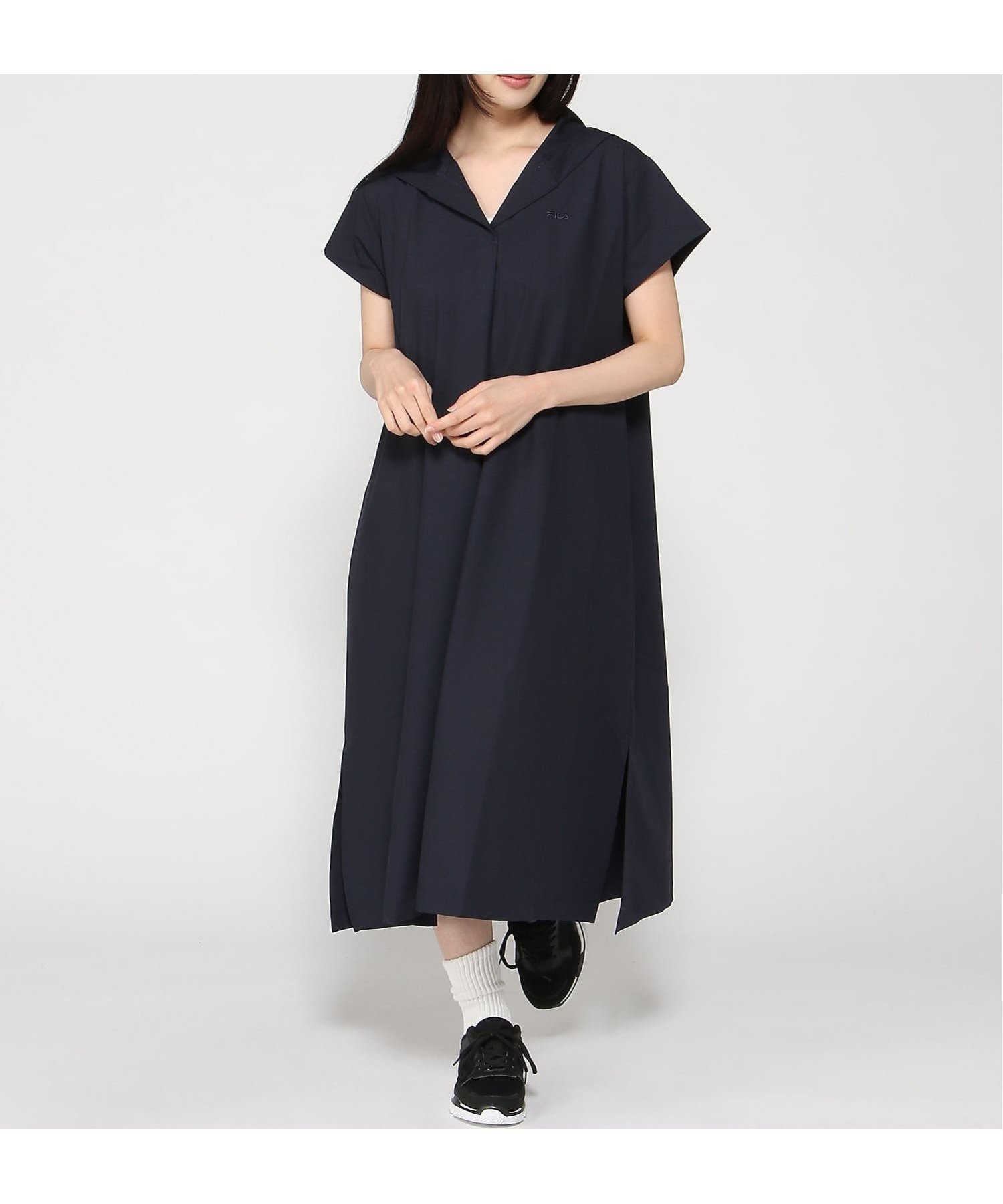 【その他のブランド/Other】のFILA GOLF/フード付き半袖ワンピース インテリア・キッズ・メンズ・レディースファッション・服の通販 founy(ファウニー) 　ファッション　Fashion　レディースファッション　Fashion for Women　ワンピース　Dresses　ゴルフ　Golf　シンプル　Simple, Minimal　スリット　Slit, Slit Detail　半袖　Short Sleeve, Half Sleeve　NV|ID: prp329100004987443 ipo3291000000037361989