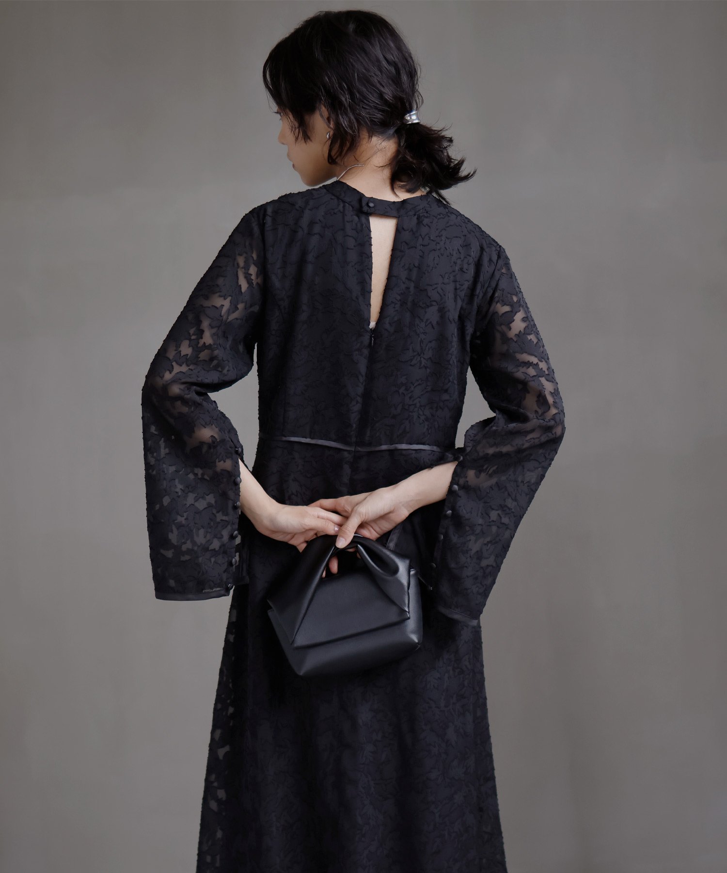 【ヘラム/hellam】のジャガード フレアワンピース インテリア・キッズ・メンズ・レディースファッション・服の通販 founy(ファウニー) 　ファッション　Fashion　レディースファッション　Fashion for Women　ワンピース　Dresses　フレア　Flare, Flared　エレガント 上品　Elegant　ブラック|ID: prp329100004987459 ipo3291000000037362075