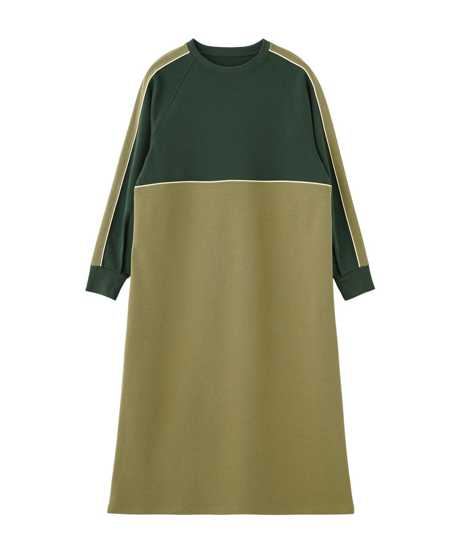 【ローズバッド/ROSE BUD】のラインカットソーワンピース インテリア・キッズ・メンズ・レディースファッション・服の通販 founy(ファウニー) 　ファッション　Fashion　レディースファッション　Fashion for Women　ワンピース　Dresses　スウェット / スエット　Sweatshirt, Sweatwear　ストレッチ　Stretch, Stretchy Fabric　とろみ　Fluid, Flowy Fabric　ベーシック　Basic, Essential　KHAKI|ID: prp329100004987473 ipo3291000000037362214