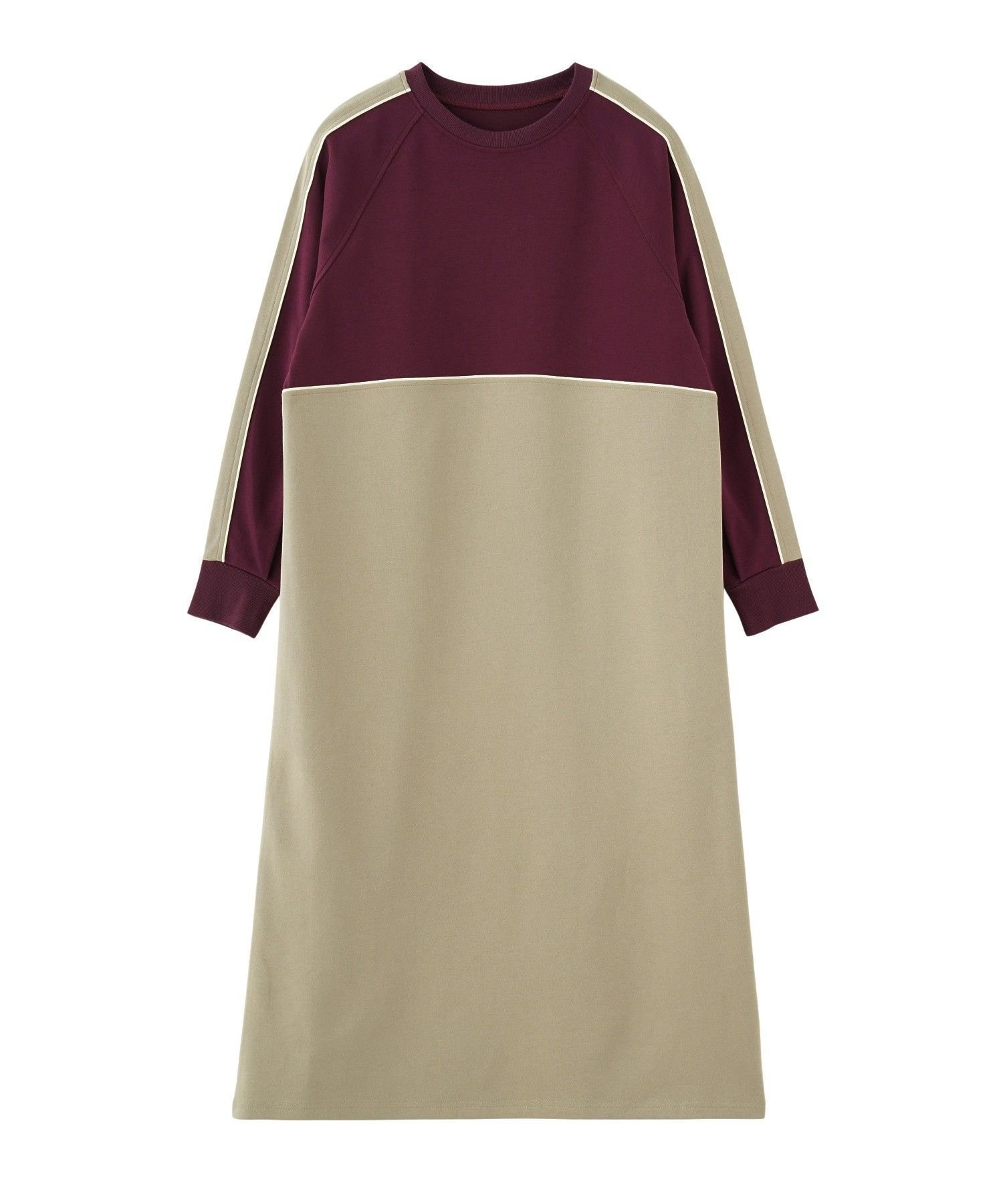【ローズバッド/ROSE BUD】のラインカットソーワンピース インテリア・キッズ・メンズ・レディースファッション・服の通販 founy(ファウニー) 　ファッション　Fashion　レディースファッション　Fashion for Women　ワンピース　Dresses　スウェット / スエット　Sweatshirt, Sweatwear　ストレッチ　Stretch, Stretchy Fabric　とろみ　Fluid, Flowy Fabric　ベーシック　Basic, Essential　BURGUNDY|ID: prp329100004987473 ipo3291000000037362215