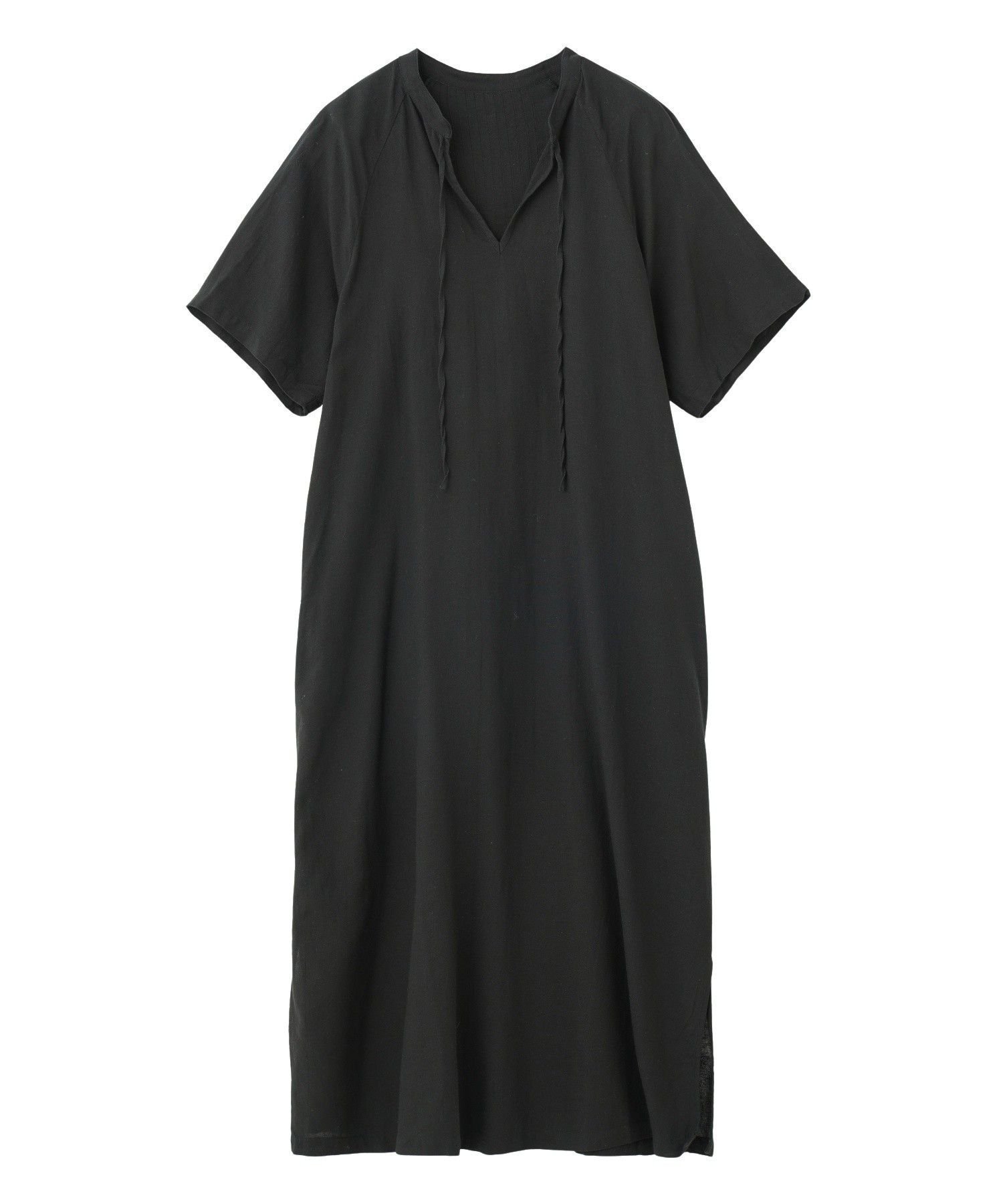 【ローズバッド/ROSE BUD】のSLIT NECK S/S DRESS インテリア・キッズ・メンズ・レディースファッション・服の通販 founy(ファウニー) 　ファッション　Fashion　レディースファッション　Fashion for Women　ワンピース　Dresses　フォーマル・パーティードレス・結婚式用ドレス　Elegant & Casual Dresses　アクセサリー　Fashion Accessories　インド　Indian Textile　サンダル　Sandals, Summer Shoes　スリット　Slit, Slit Detail　時計　Watch, Wristwatch　ネップ　Nepp, Slub Yarn　ビッグ　Big, Oversized　フェミニン　Feminine, Girly　フロント　Front, Front Design　リラックス　Relax, Relaxed Fit　S/S・春夏　SS, Spring/Summer, Warm Season　おすすめ　Recommended / Our Picks　夏　Summer　エレガント 上品　Elegant　BLACK|ID: prp329100004987475 ipo3291000000037362220