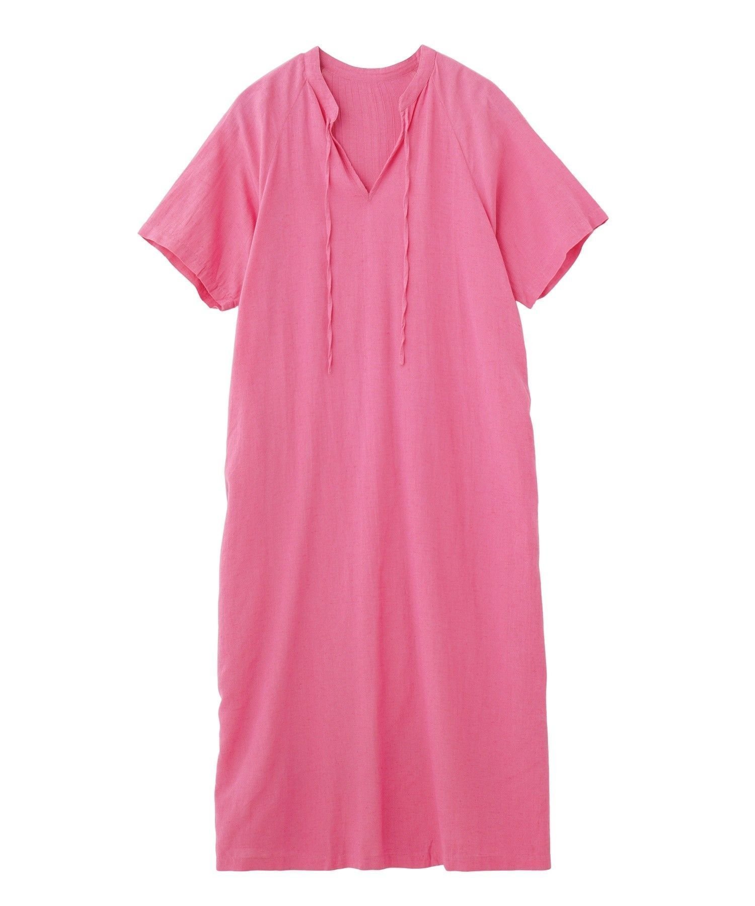 【ローズバッド/ROSE BUD】のSLIT NECK S/S DRESS インテリア・キッズ・メンズ・レディースファッション・服の通販 founy(ファウニー) 　ファッション　Fashion　レディースファッション　Fashion for Women　ワンピース　Dresses　フォーマル・パーティードレス・結婚式用ドレス　Elegant & Casual Dresses　アクセサリー　Fashion Accessories　インド　Indian Textile　サンダル　Sandals, Summer Shoes　スリット　Slit, Slit Detail　時計　Watch, Wristwatch　ネップ　Nepp, Slub Yarn　ビッグ　Big, Oversized　フェミニン　Feminine, Girly　フロント　Front, Front Design　リラックス　Relax, Relaxed Fit　S/S・春夏　SS, Spring/Summer, Warm Season　おすすめ　Recommended / Our Picks　夏　Summer　エレガント 上品　Elegant　PINK|ID: prp329100004987475 ipo3291000000037362222