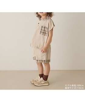 【リジェール/riziere / KIDS】のチェック切替セーラーカラーセットアップ 大人の最旬トレンドファッション＆コーディネート founy(ファウニー) ファッション Fashion キッズファッション Fashion for Kids サンダル Sandals, Summer Shoes シンプル Simple, Minimal スニーカー Sneakers, Trainers セットアップ Set-Up, Coordinated Outfit チェック Check, Plaid, Tartan デニム Denim, Jeans Material バランス Balance, Style Balance フロント Front, Front Design ボトム Bottoms, Lower Wear ポケット Pocket, Pocket Detail リラックス Relax, Relaxed Fit 切替 Switching, Contrast Panel 夏 Summer 無地 Plain, Solid Color |ID:prp329100004987615