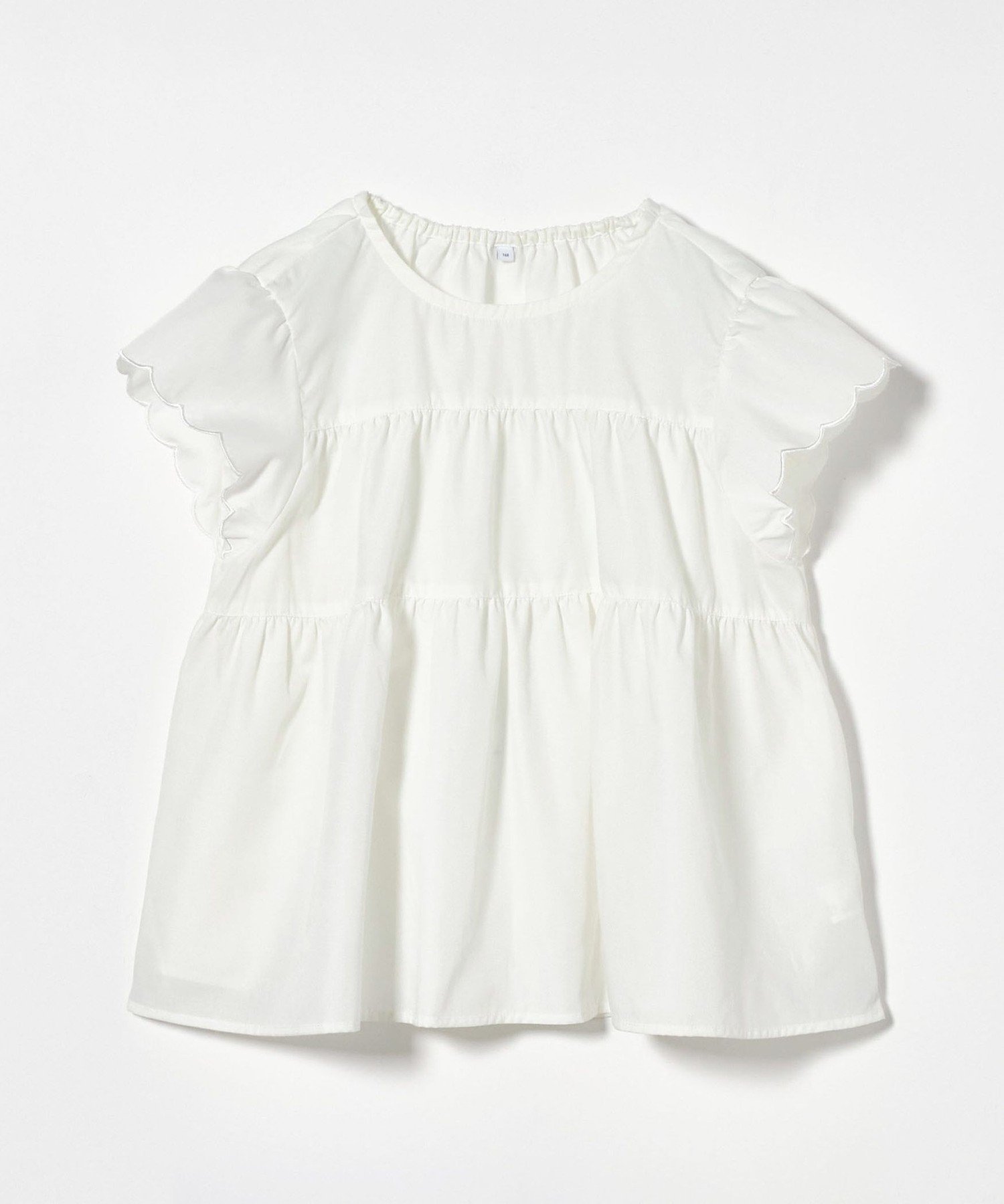 【ユナイテッドアローズ/UNITED ARROWS / KIDS】のスカラップ フリルブラウス / キッズ 140cm-160cm インテリア・キッズ・メンズ・レディースファッション・服の通販 founy(ファウニー) 　ファッション　Fashion　キッズファッション　Fashion for Kids　ギャザー　Gathered, Ruffled　スカラップ　Scallop, Scalloped Edge　デニム　Denim, Jeans Material　フリル　Frill, Ruffle　ボトム　Bottoms, Lower Wear　アウトレット　Outlet / Clearance　おすすめ　Recommended / Our Picks　WHITE|ID: prp329100004987675 ipo3291000000037364061