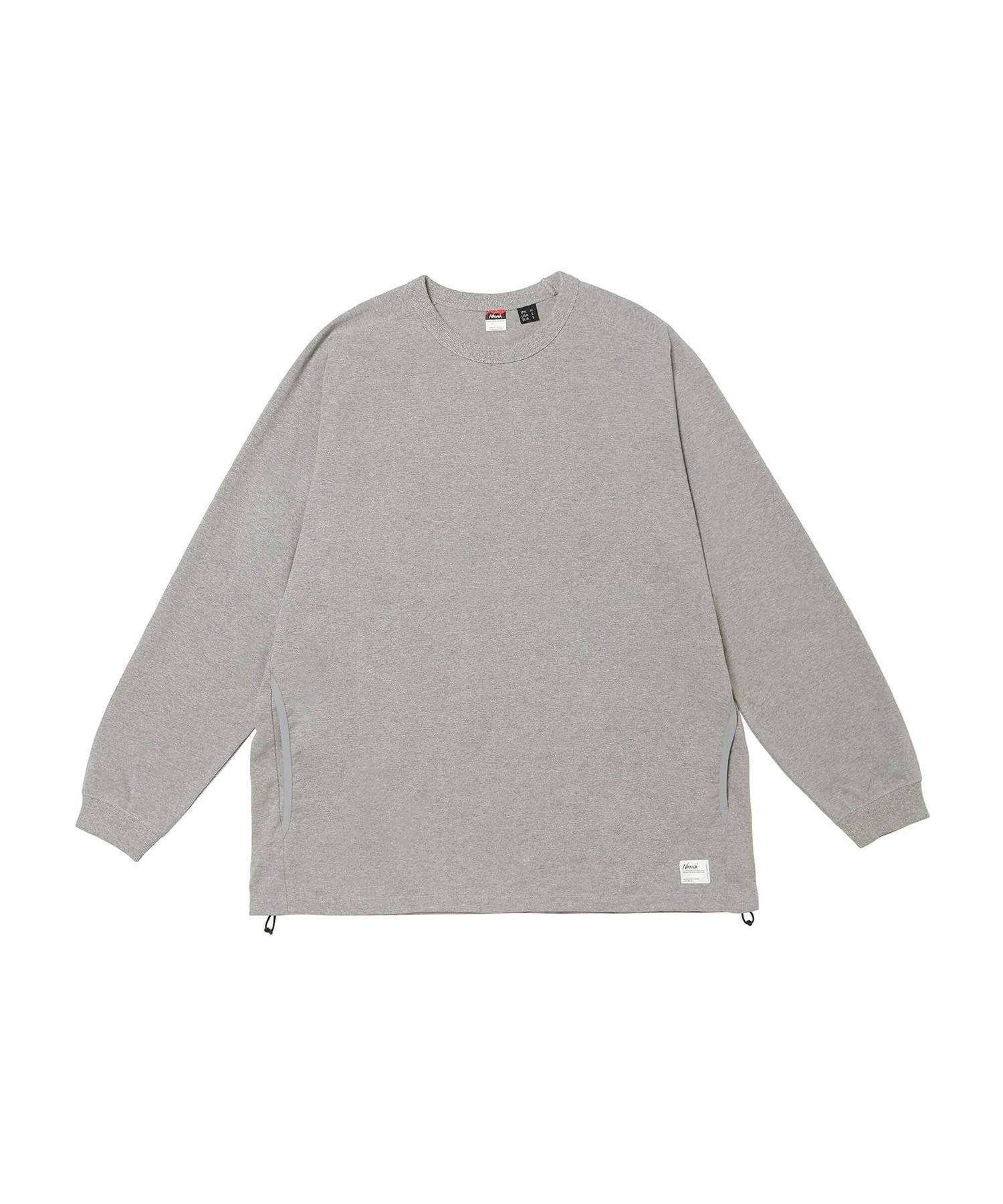 【ナンガ・オンラインショップ/NANGA ONLINE SHOP】のエコハイブリッド オーバーサイズ ロングスリーブTシャツ メンズ 26SS インテリア・キッズ・メンズ・レディースファッション・服の通販 founy(ファウニー) 　ファッション　Fashion　レディースファッション　Fashion for Women　トップス・カットソー　Cut & Sew Tops　シャツ・ブラウス・オフィスカジュアル　Elegant Blouses & Button-Ups　ロングTシャツ・Tシャツ　Longline T-Shirts & Tees　2026年　2026　2026春夏・S/S　Spring/Summer 2026 SS26　ショート　Short, Short Length　シンプル　Simple, Minimal　スリーブ　Sleeve, Long Sleeve / Short Sleeve　ドローコード　Drawcord, Drawstring Cord　ボックス　Boxy, Box Shape　ポケット　Pocket, Pocket Detail　メンズ　Men's, Menswear　ロング　Long, Long-Length　L.GRY|ID: prp329100004987703 ipo3291000000037364257