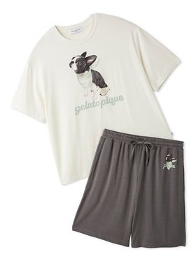 【ジェラートピケ オム/GELATO PIQUE HOMME / MEN】の【HOMME】【接触冷感】レーヨンボストンテリアワンポイントTシャツ ハーフパンツセット 大人の最旬トレンドファッション＆コーディネート founy(ファウニー) ファッション Fashion メンズファッション Fashion for Men ボトムス Bottoms ハーフパンツ・ショートパンツ Shorts & Half Pants スニーカー Sneakers, Trainers スマート Smart, Elegant セットアップ Set-Up, Coordinated Outfit ハーフ Half, Half-Length バンダナ Bandana, Head Scarf プリント Print, Printed Pattern ボストン Boston ボトム Bottoms, Lower Wear ポケット Pocket, Pocket Detail おすすめ Recommended / Our Picks 犬 Dog ギフト プレゼント Gift / Present |ID:prp329100004987704