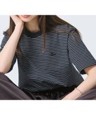【ラコステ/LACOSTE】の【オンライン限定】LACOSTE ボーダー リンガーネック 半袖Tシャツ 大人の最旬トレンドファッション＆コーディネート founy(ファウニー) ファッション Fashion レディースファッション Fashion for Women トップス・カットソー Cut & Sew Tops シャツ・ブラウス・オフィスカジュアル Elegant Blouses & Button-Ups ロングTシャツ・Tシャツ Longline T-Shirts & Tees おすすめ Recommended / Our Picks トレンド Trend, Trending Now ボーダー Border, Stripe エレガント 上品 Elegant 半袖 Short Sleeve, Half Sleeve thumbnail ブラック|ID: prp329100004987727 ipo3291000000037364464
