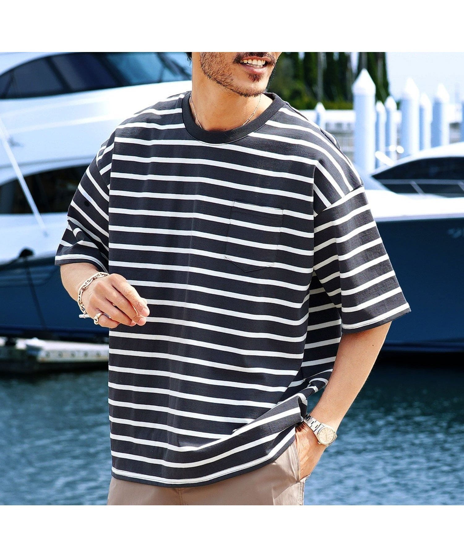 【その他のブランド/Other】のヘビーオンス ビッグシルエット 半袖 Tシャツ 26SS インテリア・キッズ・メンズ・レディースファッション・服の通販 founy(ファウニー) 　ファッション　Fashion　レディースファッション　Fashion for Women　トップス・カットソー　Cut & Sew Tops　シャツ・ブラウス・オフィスカジュアル　Elegant Blouses & Button-Ups　ロングTシャツ・Tシャツ　Longline T-Shirts & Tees　春　Spring　シンプル　Simple, Minimal　ビッグ　Big, Oversized　ボーダー　Border, Stripe　半袖　Short Sleeve, Half Sleeve　S/S・春夏　SS, Spring/Summer, Warm Season　再入荷　Restock / Back in Stock　プチプライス・低価格　Affordable / Budget Price　夏　Summer　2026年　2026　2026春夏・S/S　Spring/Summer 2026 SS26　Bスミクロボーダー|ID: prp329100004987775 ipo3291000000037364842