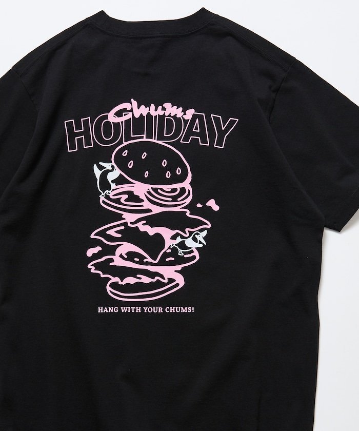 【フリークスストア/FREAK'S STORE】のCHUMS×FREAK S STORE 別注 ブービーバード バックプリント クルーネックTシャツ/バーガーモチーフ 【限定展開】 インテリア・キッズ・メンズ・レディースファッション・服の通販 founy(ファウニー) 　ファッション　Fashion　レディースファッション　Fashion for Women　トップス・カットソー　Cut & Sew Tops　シャツ・ブラウス・オフィスカジュアル　Elegant Blouses & Button-Ups　ロングTシャツ・Tシャツ　Longline T-Shirts & Tees　バッグ　Bags　コレクション　Collection, Seasonal Line　シンプル　Simple, Minimal　トレンド　Trend, Trending Now　定番　Standard, Basic Item　人気　Popular, Best Seller　プリント　Print, Printed Pattern　ベーシック　Basic, Essential　ボトム　Bottoms, Lower Wear　別注　Limited Edition, Custom Order　モチーフ　Motif, Design Theme　ワンポイント　One Point, Statement Accent　S/S・春夏　SS, Spring/Summer, Warm Season　おすすめ　Recommended / Our Picks　夏　Summer　2026年　2026　2026春夏・S/S　Spring/Summer 2026 SS26　ブラック|ID: prp329100004987809 ipo3291000000037365099