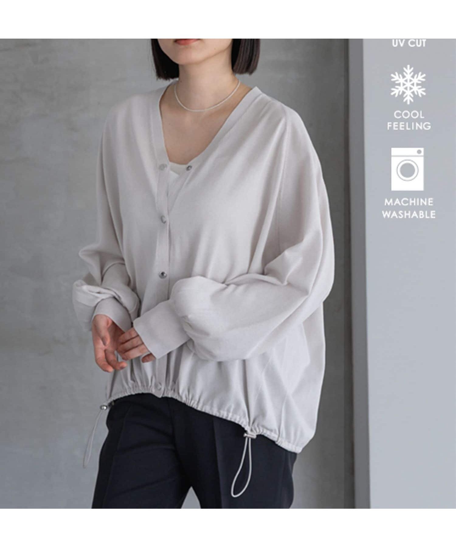 【アパートバイローリーズ/apart by lowrys】のドロストビッグVカーディガン インテリア・キッズ・メンズ・レディースファッション・服の通販 founy(ファウニー) 　ファッション　Fashion　レディースファッション　Fashion for Women　トップス・カットソー　Cut & Sew Tops　カーディガン・羽織り　Layered Style Cardigans　カーディガン　Cardigan, Knitwear　バランス　Balance, Style Balance　ロング　Long, Long-Length　ライトグレー11|ID: prp329100004987845 ipo3291000000037365705