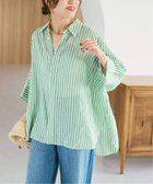 【スピック&スパン/Spick & Span】のラミーブレンドドルマンスリーブシャツ 大人の最旬トレンドファッション＆コーディネート founy(ファウニー) ファッション Fashion レディースファッション Fashion for Women トップス・カットソー Cut & Sew Tops シャツ・ブラウス・オフィスカジュアル Elegant Blouses & Button-Ups シアー Sheer, See-Through リラックス Relax, Relaxed Fit thumbnail グリーンべース|ID: prp329100004987865 ipo3291000000037365980