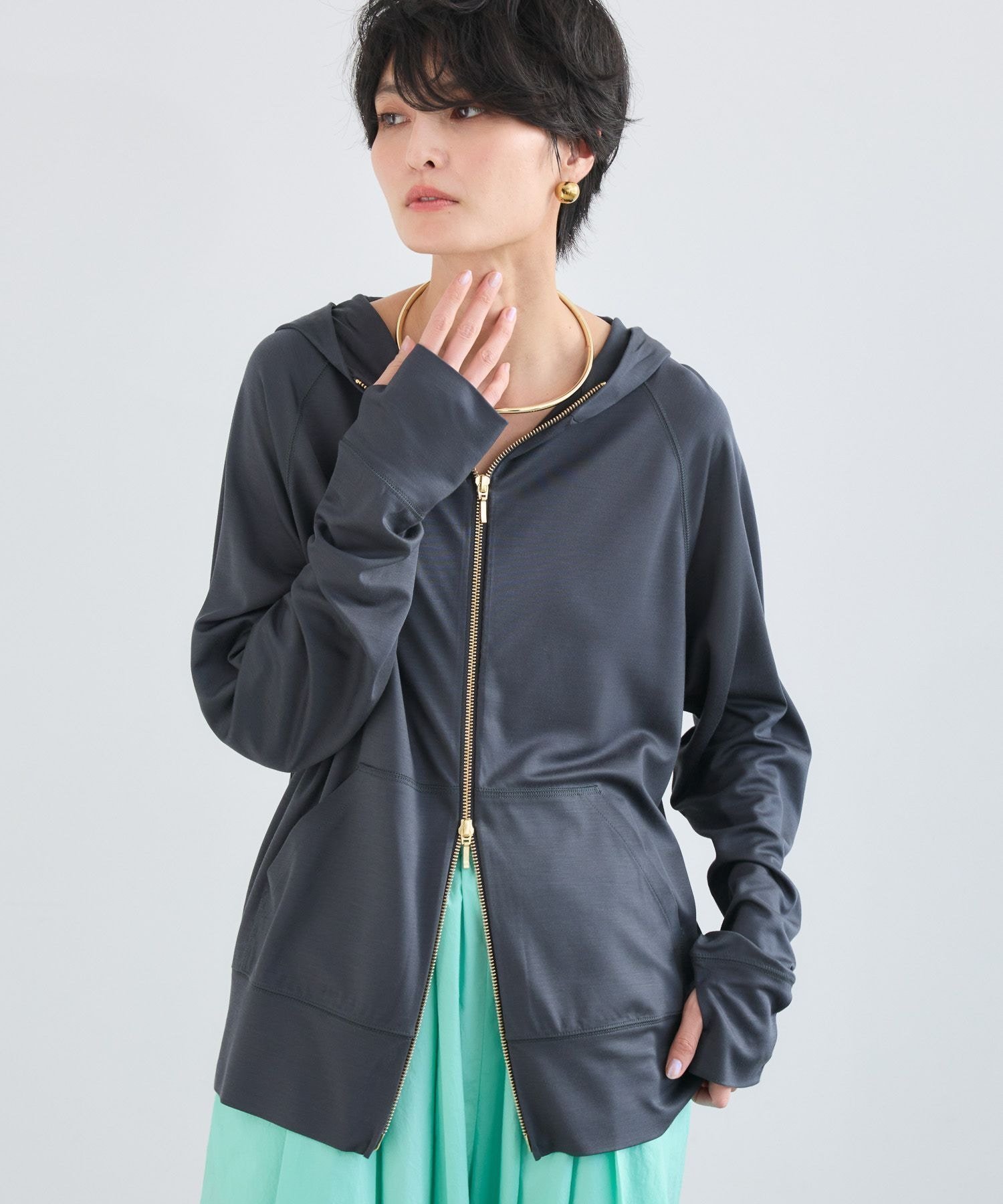 【バンヤードストーム/BARNYARDSTORM】の【UVカット / 接触冷感】UVカットCOOLタッチパーカー【WEB限定カラー】 インテリア・キッズ・メンズ・レディースファッション・服の通販 founy(ファウニー) 　ファッション　Fashion　レディースファッション　Fashion for Women　トップス・カットソー　Cut & Sew Tops　レディースパーカー・カジュアルフーディー　Casual Hoodies & Sweatshirts　クール　Cool, Chic　デニム　Denim, Jeans Material　人気　Popular, Best Seller　パーカー　Hoodie, Parka　おすすめ　Recommended / Our Picks　夏　Summer　チャコール|ID: prp329100004987872 ipo3291000000037366047