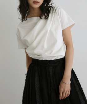 【ヘラム/hellam】のドレープデザイン半袖Tシャツ 大人の最旬トレンドファッション＆コーディネート founy(ファウニー) ファッション Fashion レディースファッション Fashion for Women トップス・カットソー Cut & Sew Tops シャツ・ブラウス・オフィスカジュアル Elegant Blouses & Button-Ups ロングTシャツ・Tシャツ Longline T-Shirts & Tees 半袖 Short Sleeve, Half Sleeve |ID:prp329100004987874