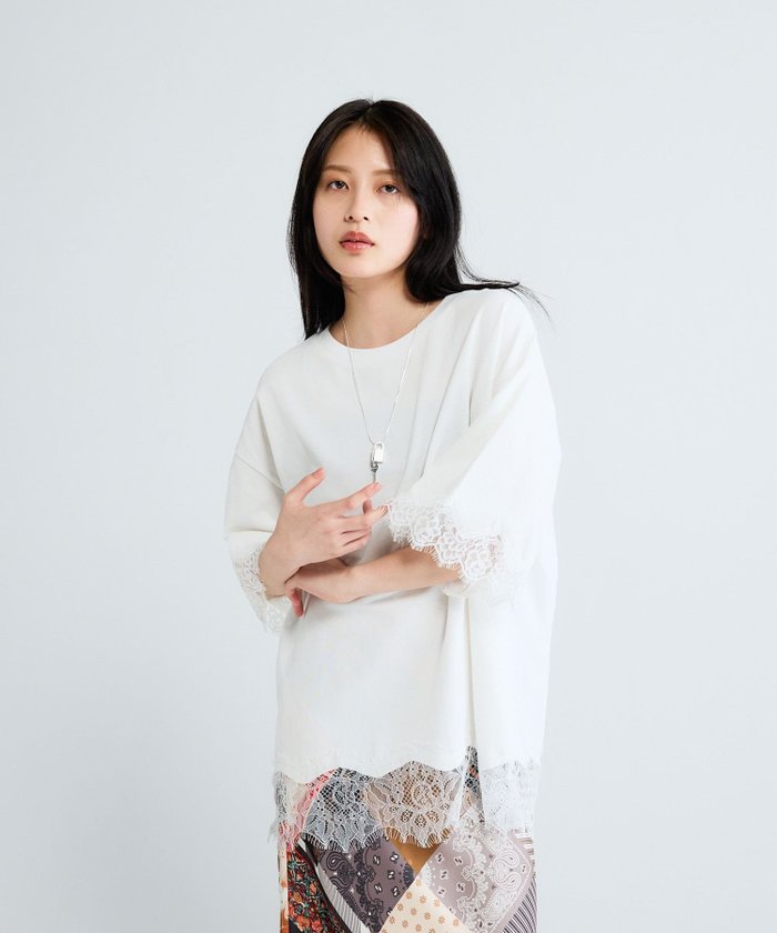 【ジーナシス/JEANASiS】のレーストリムキョウネンSS TEE インテリア・キッズ・メンズ・レディースファッション・服の通販 founy(ファウニー) https://founy.com/ ファッション Fashion レディースファッション Fashion for Women おすすめ Recommended / Our Picks インナー Innerwear シンプル Simple, Minimal スカラップ Scallop, Scalloped Edge デニム Denim, Jeans Material トレンド Trend, Trending Now ボトム Bottoms, Lower Wear ミックス Mix, Mixed Style ミリタリー Military, Army Style レース Lace, Lace Fabric 夏 Summer |ID: prp329100004987917 ipo3291000000037366532