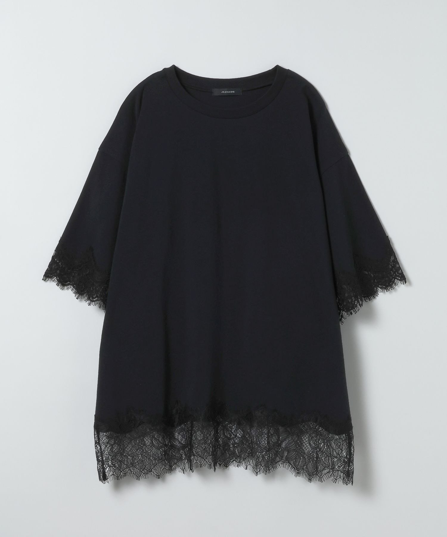 【ジーナシス/JEANASiS】のレーストリムキョウネンSS TEE インテリア・キッズ・メンズ・レディースファッション・服の通販 founy(ファウニー) 　ファッション　Fashion　レディースファッション　Fashion for Women　おすすめ　Recommended / Our Picks　インナー　Innerwear　シンプル　Simple, Minimal　スカラップ　Scallop, Scalloped Edge　デニム　Denim, Jeans Material　トレンド　Trend, Trending Now　ボトム　Bottoms, Lower Wear　ミックス　Mix, Mixed Style　ミリタリー　Military, Army Style　レース　Lace, Lace Fabric　夏　Summer　ブラック|ID: prp329100004987917 ipo3291000000037366534