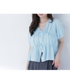 【ナチュラル ビューティー ベーシック/NATURAL BEAUTY BASIC】のフロントリボンシュリンクカットソー 大人の最旬トレンドファッション＆コーディネート founy(ファウニー) ファッション Fashion レディースファッション Fashion for Women トップス・カットソー Cut & Sew Tops カットソー・ベーシックTシャツ Cut-and-Sewn Tops / Stretch Tees & Basics カットソー Cut and Sewn Top ダブル Double, Double-Breasted フロント Front, Front Design リボン Ribbon, Bow thumbnail ブルー|ID: prp329100004987919 ipo3291000000037366558