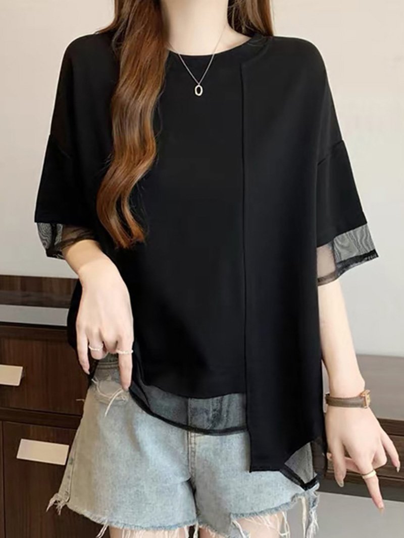 【ドゥーベル/Doux Belle】のメッシュ*オーバーサイズトップス レディース トップス 大人の最旬トレンドファッション＆コーディネート founy(ファウニー) 　ファッション　Fashion　レディースファッション　Fashion for Women　トップス・カットソー　Cut & Sew Tops　シンプル　Simple, Minimal　バランス　Balance, Style Balance　フロント　Front, Front Design　メッシュ　Mesh, Net Fabric　半袖　Short Sleeve, Half Sleeve　夏　Summer　春　Spring　S/S・春夏　SS, Spring/Summer, Warm Season　 other-1|ID: prp329100004987923 ipo3291000000037366587