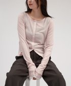 【アンドミー/andme】のヘンリーネック バイカラー 長袖 シアー トップス 大人の最旬トレンドファッション＆コーディネート founy(ファウニー) ファッション Fashion レディースファッション Fashion for Women トップス・カットソー Cut & Sew Tops シアー Sheer, See-Through シンプル Simple, Minimal スラックス Slacks, Dress Pants デニム Denim, Jeans Material 長袖 Long Sleeve, Full Sleeve エレガント 上品 Elegant thumbnail ピンク×オフホワイト|ID: prp329100004987939 ipo3291000000037366720