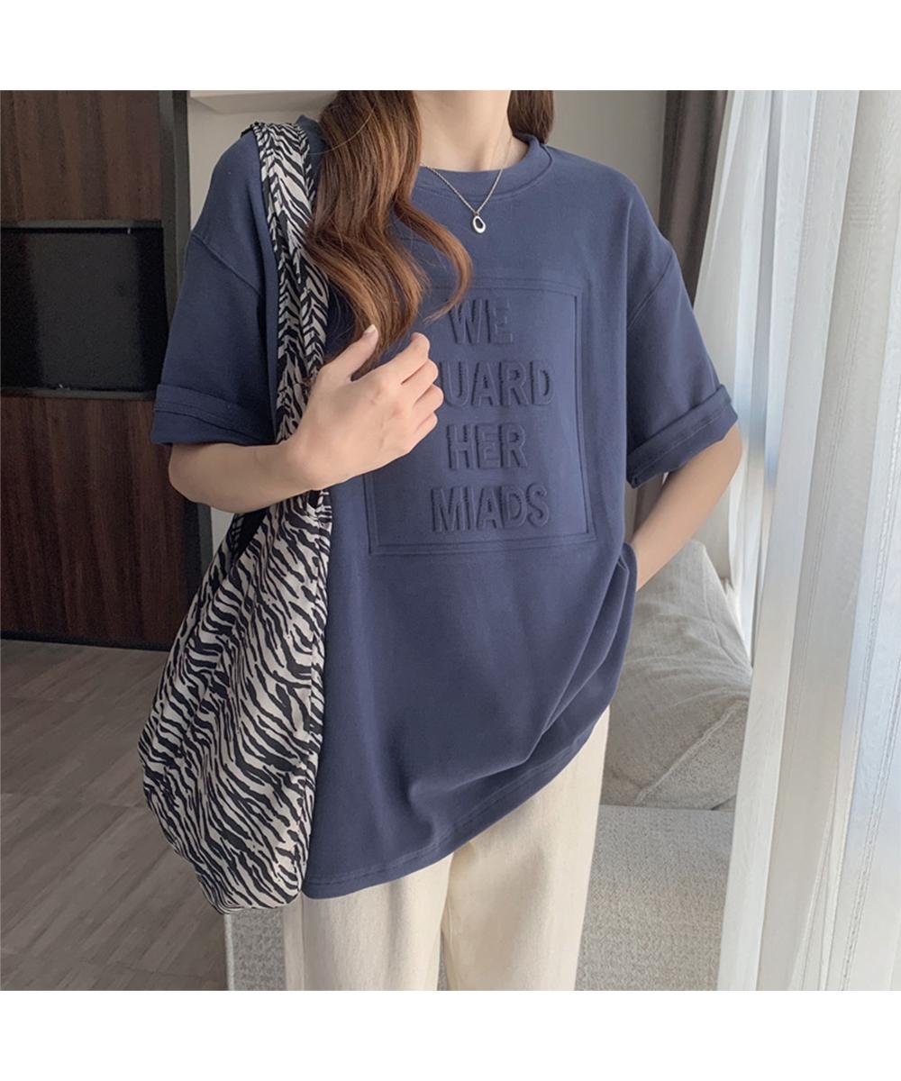 【ミニミニストア/miniministore】の立体ロゴtシャツ 韓国チュニックロンT インテリア・キッズ・メンズ・レディースファッション・服の通販 founy(ファウニー) 　ファッション　Fashion　レディースファッション　Fashion for Women　トップス・カットソー　Cut & Sew Tops　シャツ・ブラウス・オフィスカジュアル　Elegant Blouses & Button-Ups　ロングTシャツ・Tシャツ　Longline T-Shirts & Tees　カットソー　Cut and Sewn Top　チュニック　Tunic, Long Top　トレンド　Trend, Trending Now　ビッグ　Big, Oversized　半袖　Short Sleeve, Half Sleeve　パープルグレー|ID: prp329100004987945 ipo3291000000037366774