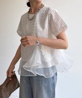 【ドゥドゥ/DouDou】の【WEB限定】レース×オーガンジーフリルプルオーバー 大人の最旬トレンドファッション＆コーディネート founy(ファウニー) ファッション Fashion レディースファッション Fashion for Women トップス・カットソー Cut & Sew Tops カジュアルプルオーバー・ニットトップス Pullovers & Knit Tops / Casual Pullovers アシンメトリー Asymmetrical Style シンプル Simple, Minimal スマート Smart, Elegant フリル Frill, Ruffle レース Lace, Lace Fabric S/S・春夏 SS, Spring/Summer, Warm Season 再入荷 Restock / Back in Stock 夏 Summer 2026年 2026 2026春夏・S/S Spring/Summer 2026 SS26 |ID:prp329100004987955