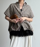 【ドゥドゥ/DouDou】のリネンストライプスピンドルブラウス 大人の最旬トレンドファッション＆コーディネート founy(ファウニー) ファッション Fashion レディースファッション Fashion for Women トップス・カットソー Cut & Sew Tops シャツ・ブラウス・オフィスカジュアル Elegant Blouses & Button-Ups シンプル Simple, Minimal ストライプ Stripe, Striped Pattern スピンドル Spindle, Drawcord スマート Smart, Elegant 雑誌 Magazine, Fashion Magazine フロント Front, Front Design リネン Linen, Linen Fabric リラックス Relax, Relaxed Fit S/S・春夏 SS, Spring/Summer, Warm Season 再入荷 Restock / Back in Stock 夏 Summer エレガント 上品 Elegant 2026年 2026 2026春夏・S/S Spring/Summer 2026 SS26 |ID:prp329100004987963