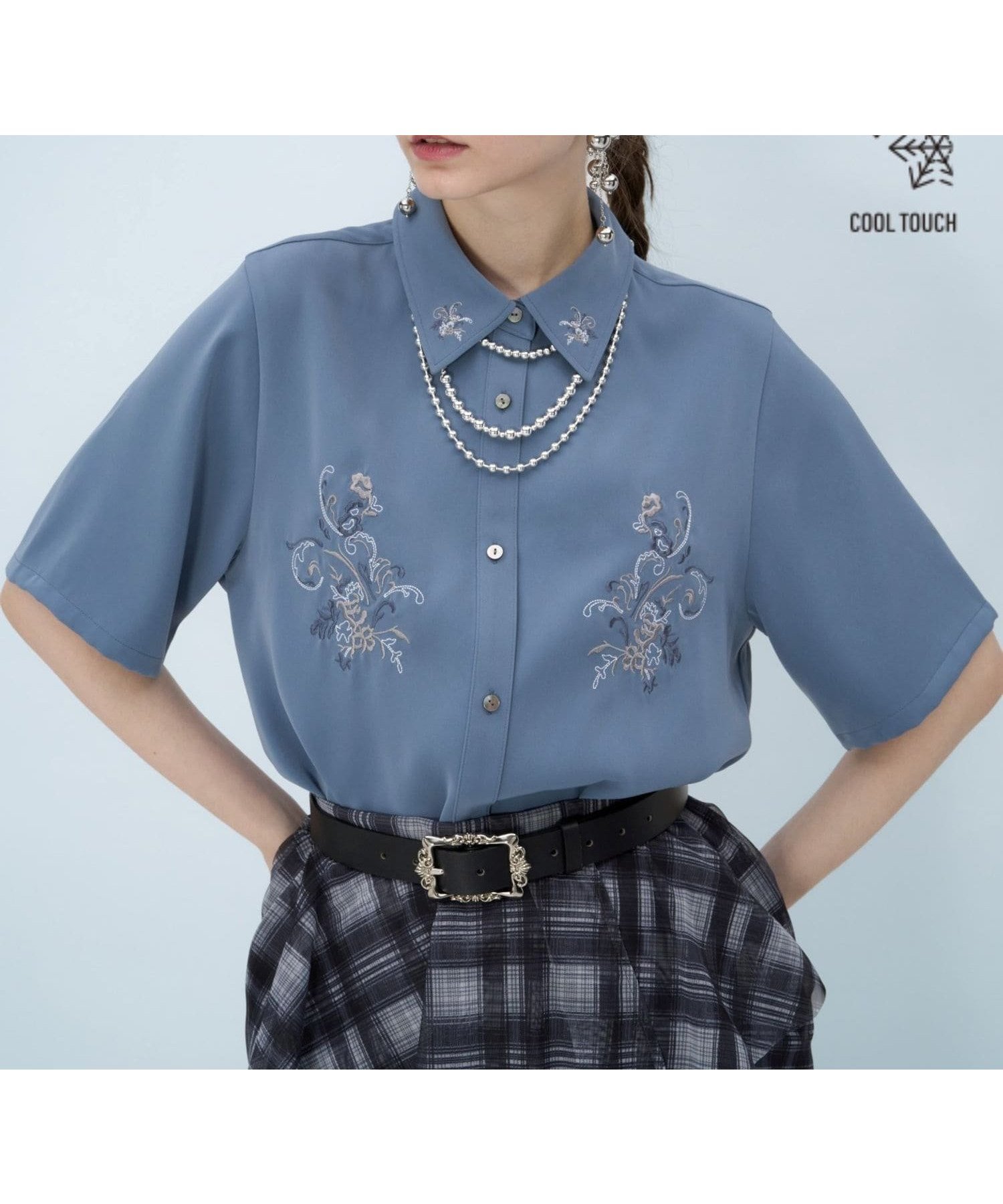 【ハレ/HARE】の【接触冷感】トロミシシュウシャツ インテリア・キッズ・メンズ・レディースファッション・服の通販 founy(ファウニー) 　ファッション　Fashion　レディースファッション　Fashion for Women　トップス・カットソー　Cut & Sew Tops　シャツ・ブラウス・オフィスカジュアル　Elegant Blouses & Button-Ups　おすすめ　Recommended / Our Picks　インナー　Innerwear　ウェーブ　Wavy Pattern　キャップ　Cap, Baseball Cap　ストレート　Straight, Straight Cut　スニーカー　Sneakers, Trainers　ミドル　Middle Length, Mid Height　ワンポイント　One Point, Statement Accent　人気　Popular, Best Seller　夏　Summer　定番　Standard, Basic Item　ブルー83|ID: prp329100004987964 ipo3291000000037366882