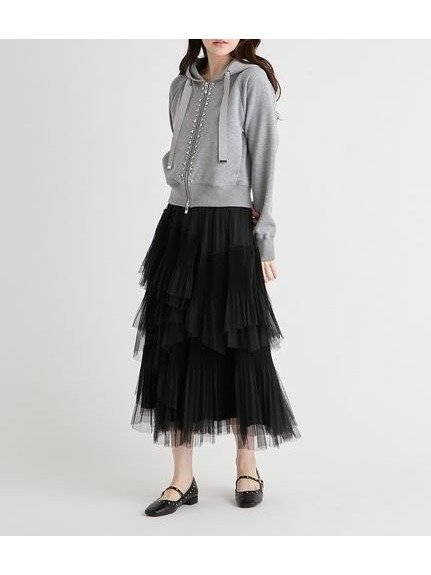 【セルフォード/CELFORD】の【洗える】ランダムチュールプリーツスカート インテリア・キッズ・メンズ・レディースファッション・服の通販 founy(ファウニー) 　ファッション　Fashion　レディースファッション　Fashion for Women　スカート　Skirts　プリーツスカート / 上品フェミニンスタイル　Pleated Skirts　おすすめ　Recommended / Our Picks　アシンメトリー　Asymmetrical Style　ウェーブ　Wavy Pattern　オケージョン　Occasion Wear　シンプル　Simple, Minimal　ストレート　Straight, Straight Cut　スマート　Smart, Elegant　チュール　Tulip, Tulip Motif　ティアード　Tiered, Tiered Style　プリーツ　Pleats, Pleated　エレガント 上品　Elegant　洗える　Machine Washable　BLK[009]|ID: prp329100004987980 ipo3291000000037367014