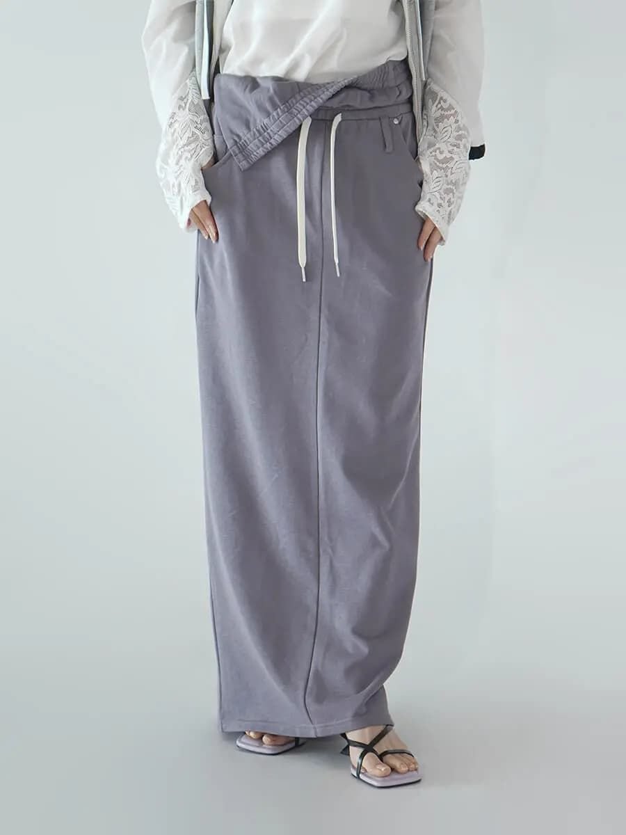 【ラシュッド/LASUD】のTURNED WAIST SWEAT SKIRT インテリア・キッズ・メンズ・レディースファッション・服の通販 founy(ファウニー) 　ファッション　Fashion　レディースファッション　Fashion for Women　スカート　Skirts　おすすめ　Recommended / Our Picks　コンパクト　Compact, Small Size　シンプル　Simple, Minimal　スウェット / スエット　Sweatshirt, Sweatwear　スリット　Slit, Slit Detail　ポケット　Pocket, Pocket Detail　ループ　Loop, Loop Knit　グレー|ID: prp329100004987984 ipo3291000000037367033