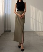 【ジュノア/JUNOAH】のLouere 細ベルト付き前スリットタイトスカート 大人の最旬トレンドファッション＆コーディネート founy(ファウニー) ファッション Fashion レディースファッション Fashion for Women スカート Skirts ベルト&ウエストマーク Belts & Waist Accessories ウォッシュ Washed Finish タンブラー Tumbler, Travel Mug ダメージ Distressed, Destroyed ネップ Nepp, Slub Yarn プリント Print, Printed Pattern おすすめ Recommended / Our Picks thumbnail グレージュ|ID: prp329100004987995 ipo3291000000037367090