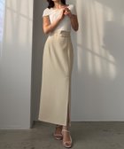 【ジュノア/JUNOAH】のLouere 細ベルト付き前スリットタイトスカート 大人の最旬トレンドファッション＆コーディネート founy(ファウニー) ファッション Fashion レディースファッション Fashion for Women スカート Skirts ベルト&ウエストマーク Belts & Waist Accessories ウォッシュ Washed Finish タンブラー Tumbler, Travel Mug ダメージ Distressed, Destroyed ネップ Nepp, Slub Yarn プリント Print, Printed Pattern おすすめ Recommended / Our Picks thumbnail アイボリー|ID: prp329100004987995 ipo3291000000037367091