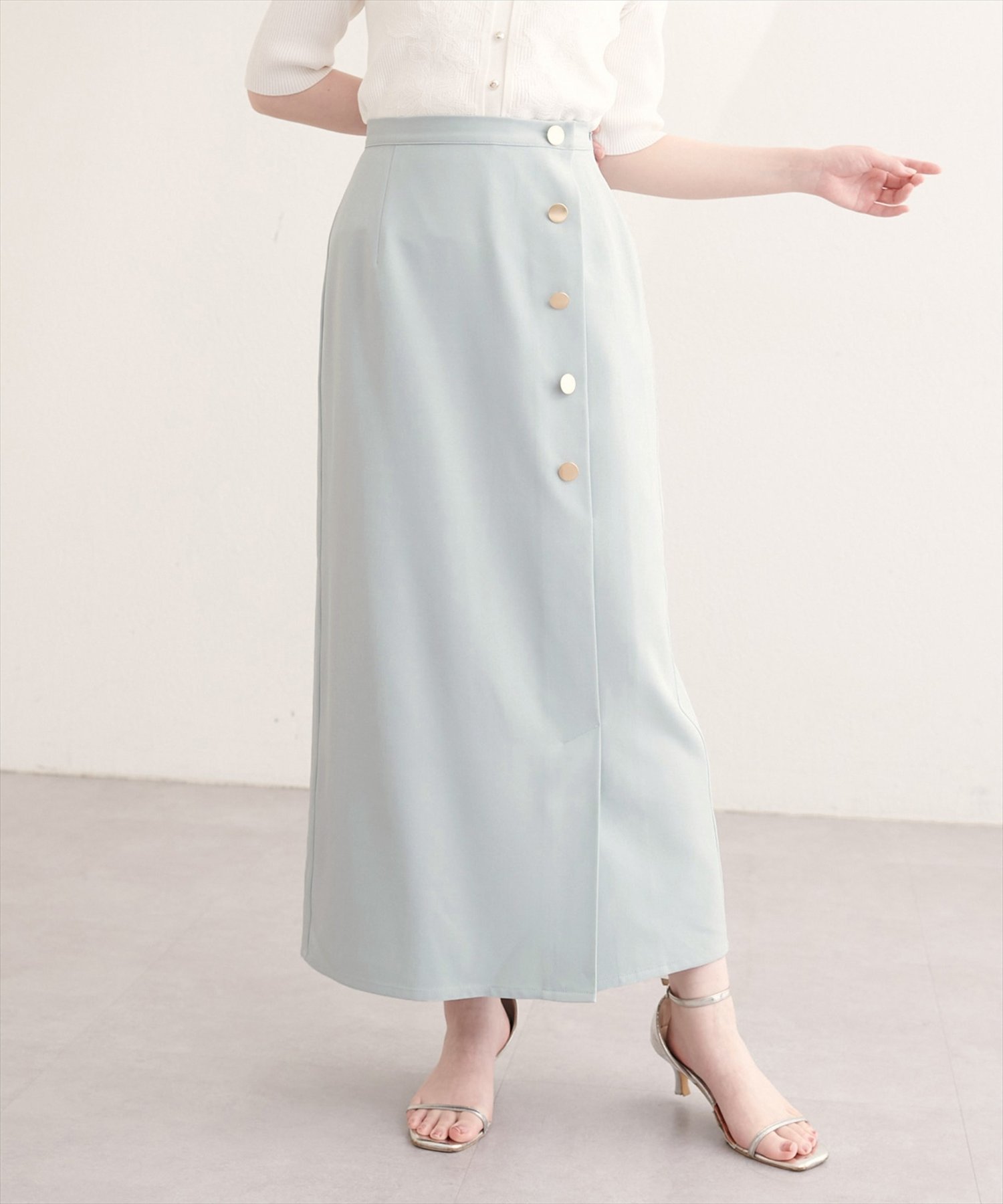 【ナチュラルクチュール/natural couture】のフロント金釦ナロースカート インテリア・キッズ・メンズ・レディースファッション・服の通販 founy(ファウニー) 　ファッション　Fashion　レディースファッション　Fashion for Women　スカート　Skirts　カットソー　Cut and Sewn Top　シューズ　Shoes, Footwear　シンプル　Simple, Minimal　ジャケット　Jacket, Outerwear　スニーカー　Sneakers, Trainers　スリット　Slit, Slit Detail　ダウン　Down, Puffer　フラット　Flat, Flat Shoes　フロント　Front, Front Design　ポケット　Pocket, Pocket Detail　楽ちん　Easy Fit, Comfortable　再入荷　Restock / Back in Stock　おすすめ　Recommended / Our Picks　エレガント 上品　Elegant　2026年　2026　2026春夏・S/S　Spring/Summer 2026 SS26　ミント|ID: prp329100004988038 ipo3291000000037367267