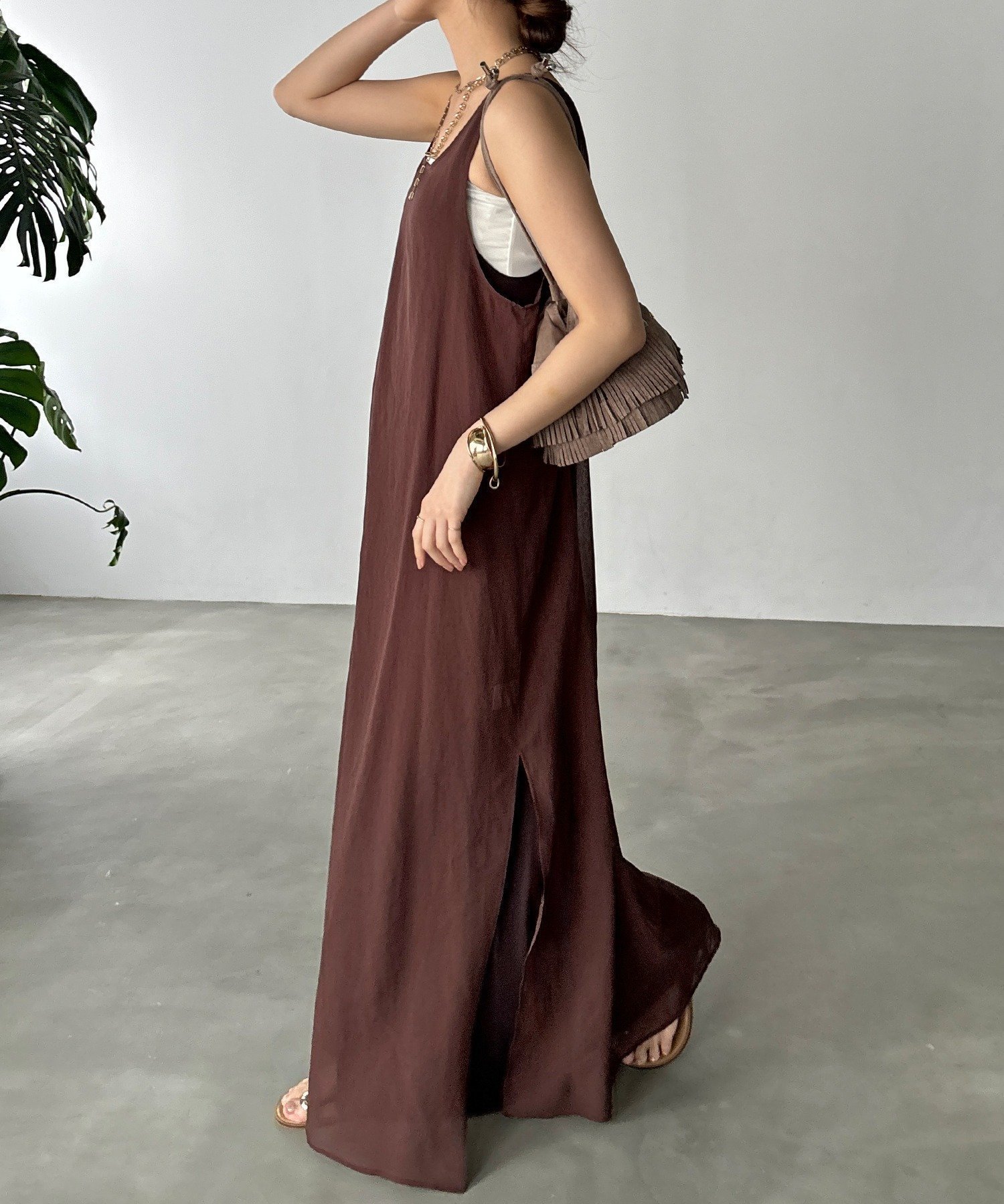 【ドゥドゥ/DouDou】のセットキャミワンピース インテリア・キッズ・メンズ・レディースファッション・服の通販 founy(ファウニー) 　ファッション　Fashion　レディースファッション　Fashion for Women　ワンピース　Dresses　キャミソールワンピース　Camisole Dresses　インナー　Innerwear　シアー　Sheer, See-Through　スマート　Smart, Elegant　リラックス　Relax, Relaxed Fit　S/S・春夏　SS, Spring/Summer, Warm Season　再入荷　Restock / Back in Stock　おすすめ　Recommended / Our Picks　夏　Summer　2026年　2026　2026春夏・S/S　Spring/Summer 2026 SS26　ブラウン|ID: prp329100004988046 ipo3291000000037367294