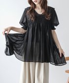 【ラジュール/Lajour】の前後2WAYシャーリングチュニック 大人の最旬トレンドファッション＆コーディネート founy(ファウニー) ファッション Fashion レディースファッション Fashion for Women トップス・カットソー Cut & Sew Tops シフォン Chiffon, Lightweight Fabric シャーリング Shirring, Ruched スリーブ Sleeve, Long Sleeve / Short Sleeve チュニック Tunic, Long Top フェミニン Feminine, Girly フレア Flare, Flared エレガント 上品 Elegant thumbnail ブラック|ID: prp329100004988077 ipo3291000000037367431