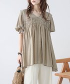 【ラジュール/Lajour】の前後2WAYシャーリングチュニック 大人の最旬トレンドファッション＆コーディネート founy(ファウニー) ファッション Fashion レディースファッション Fashion for Women トップス・カットソー Cut & Sew Tops シフォン Chiffon, Lightweight Fabric シャーリング Shirring, Ruched スリーブ Sleeve, Long Sleeve / Short Sleeve チュニック Tunic, Long Top フェミニン Feminine, Girly フレア Flare, Flared エレガント 上品 Elegant thumbnail ベージュ|ID: prp329100004988077 ipo3291000000037367432