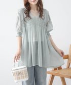 【ラジュール/Lajour】の前後2WAYシャーリングチュニック 大人の最旬トレンドファッション＆コーディネート founy(ファウニー) ファッション Fashion レディースファッション Fashion for Women トップス・カットソー Cut & Sew Tops シフォン Chiffon, Lightweight Fabric シャーリング Shirring, Ruched スリーブ Sleeve, Long Sleeve / Short Sleeve チュニック Tunic, Long Top フェミニン Feminine, Girly フレア Flare, Flared エレガント 上品 Elegant thumbnail ミントグリーン|ID: prp329100004988077 ipo3291000000037367433