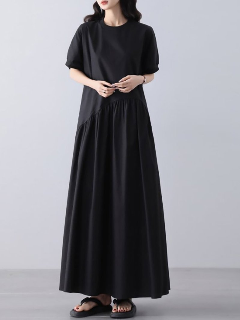 【ドゥーベル/Doux Belle】のフレアリラックスワンピース フレア ロング インテリア・キッズ・メンズ・レディースファッション・服の通販 founy(ファウニー) 　ファッション　Fashion　レディースファッション　Fashion for Women　ワンピース　Dresses　フレア　Flare, Flared　ロング　Long, Long-Length　夏　Summer　春　Spring　ブラック|ID: prp329100004988084 ipo3291000000037367588