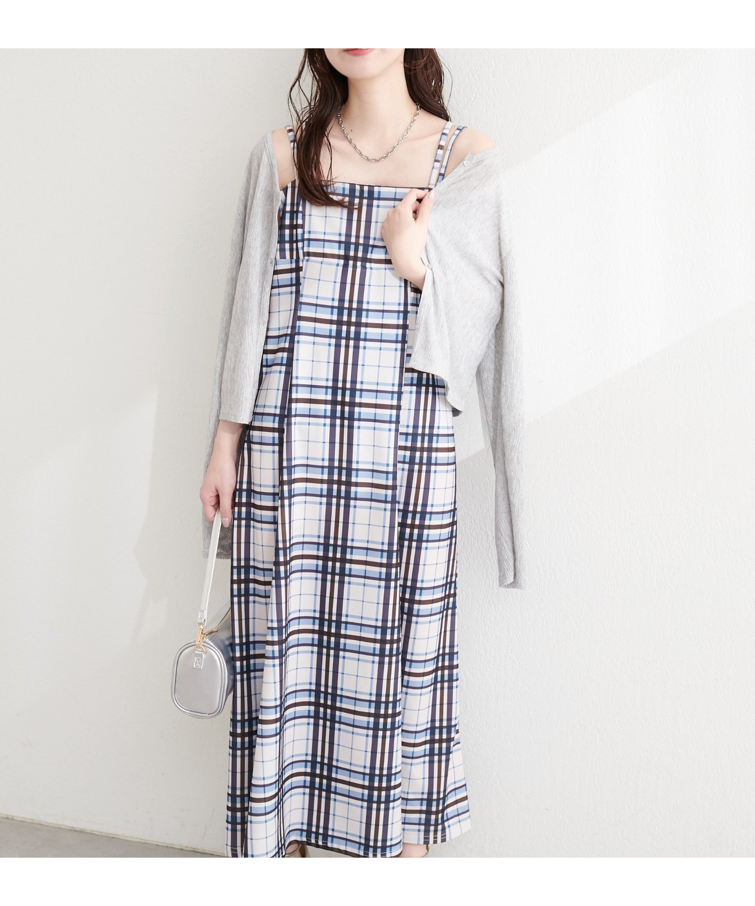 【ナチュラルクチュール/natural couture】のカットジョーゼットキャミワンピース インテリア・キッズ・メンズ・レディースファッション・服の通販 founy(ファウニー) 　ファッション　Fashion　レディースファッション　Fashion for Women　ワンピース　Dresses　キャミソールワンピース　Camisole Dresses　カットソー　Cut and Sewn Top　キャミワンピース　Cami Dress, Slip Dress　スリット　Slit, Slit Detail　チェック　Check, Plaid, Tartan　ドット　Polka Dot, Dot Pattern　ハイネック　High Neck, Mock Neck　フレア　Flare, Flared　ベーシック　Basic, Essential　ポケット　Pocket, Pocket Detail　リボン　Ribbon, Bow　A/W・秋冬　Autumn/Winter　再入荷　Restock / Back in Stock　2026年　2026　2026春夏・S/S　Spring/Summer 2026 SS26　チェック|ID: prp329100004988085 ipo3291000000037367591