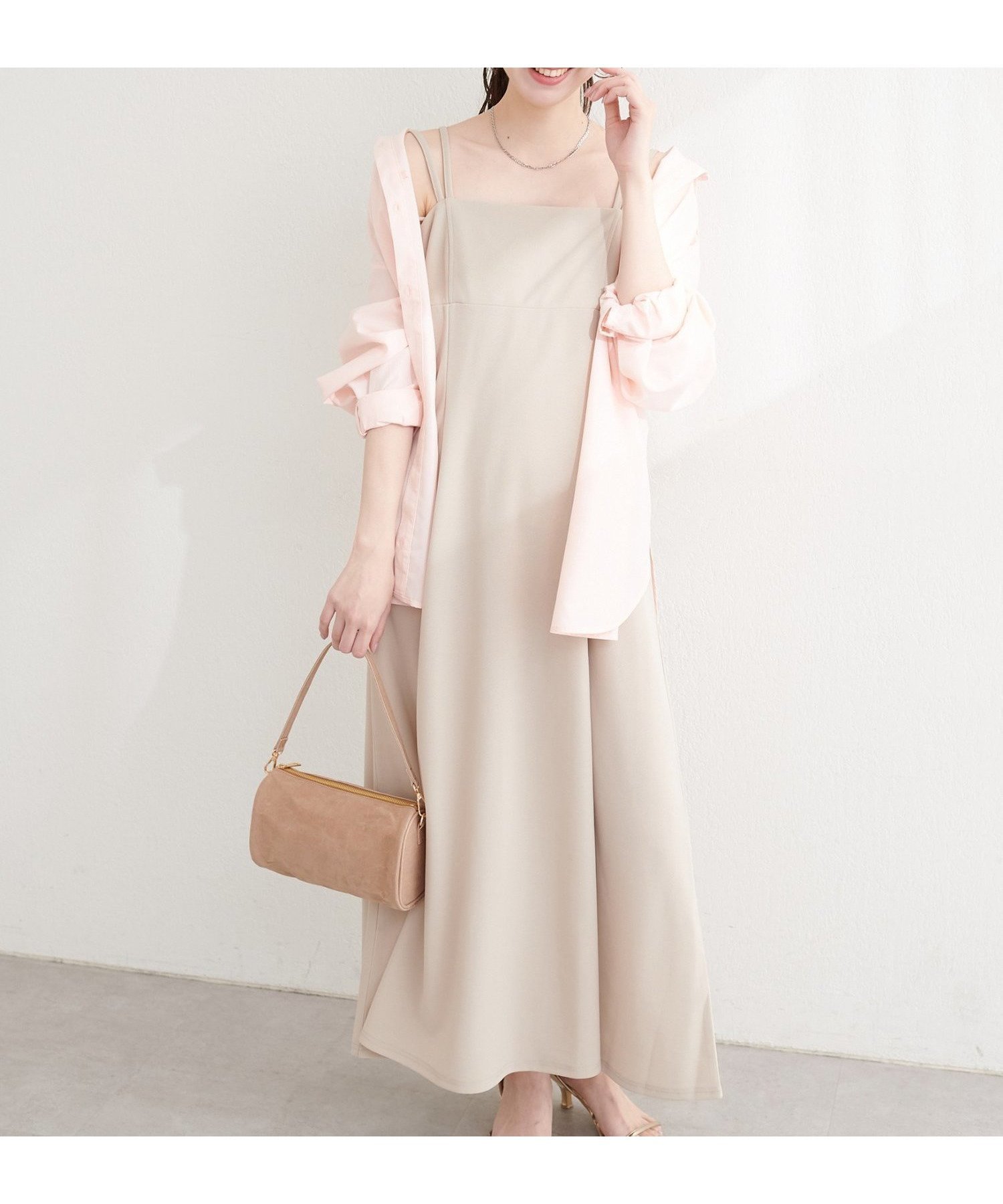 【ナチュラルクチュール/natural couture】のカットジョーゼットキャミワンピース インテリア・キッズ・メンズ・レディースファッション・服の通販 founy(ファウニー) 　ファッション　Fashion　レディースファッション　Fashion for Women　ワンピース　Dresses　キャミソールワンピース　Camisole Dresses　カットソー　Cut and Sewn Top　キャミワンピース　Cami Dress, Slip Dress　スリット　Slit, Slit Detail　チェック　Check, Plaid, Tartan　ドット　Polka Dot, Dot Pattern　ハイネック　High Neck, Mock Neck　フレア　Flare, Flared　ベーシック　Basic, Essential　ポケット　Pocket, Pocket Detail　リボン　Ribbon, Bow　A/W・秋冬　Autumn/Winter　再入荷　Restock / Back in Stock　2026年　2026　2026春夏・S/S　Spring/Summer 2026 SS26　グレイッシュベージュ|ID: prp329100004988085 ipo3291000000037367592