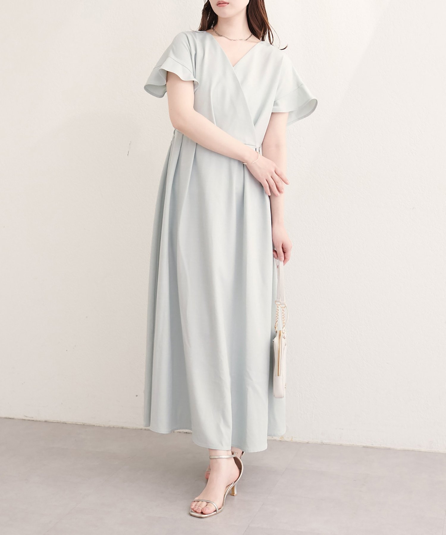 【ナチュラルクチュール/natural couture】の【sherbet line】接触冷感カシュクールフリル袖ワンピース インテリア・キッズ・メンズ・レディースファッション・服の通販 founy(ファウニー) 　ファッション　Fashion　レディースファッション　Fashion for Women　ワンピース　Dresses　アクセサリー　Fashion Accessories　インナー　Innerwear　エレガント 上品　Elegant　カーディガン　Cardigan, Knitwear　サンダル　Sandals, Summer Shoes　シンプル　Simple, Minimal　ジャケット　Jacket, Outerwear　スニーカー　Sneakers, Trainers　デコルテ　Décolleté, Neckline　フィット　Fit, Slim Fit　フリル　Frill, Ruffle　ペチコート　Petticoat, Underskirt　ポケット　Pocket, Pocket Detail　リラックス　Relax, Relaxed Fit　再入荷　Restock / Back in Stock　おすすめ　Recommended / Our Picks　夏　Summer　2026年　2026　2026春夏・S/S　Spring/Summer 2026 SS26　ミント|ID: prp329100004988096 ipo3291000000037367660