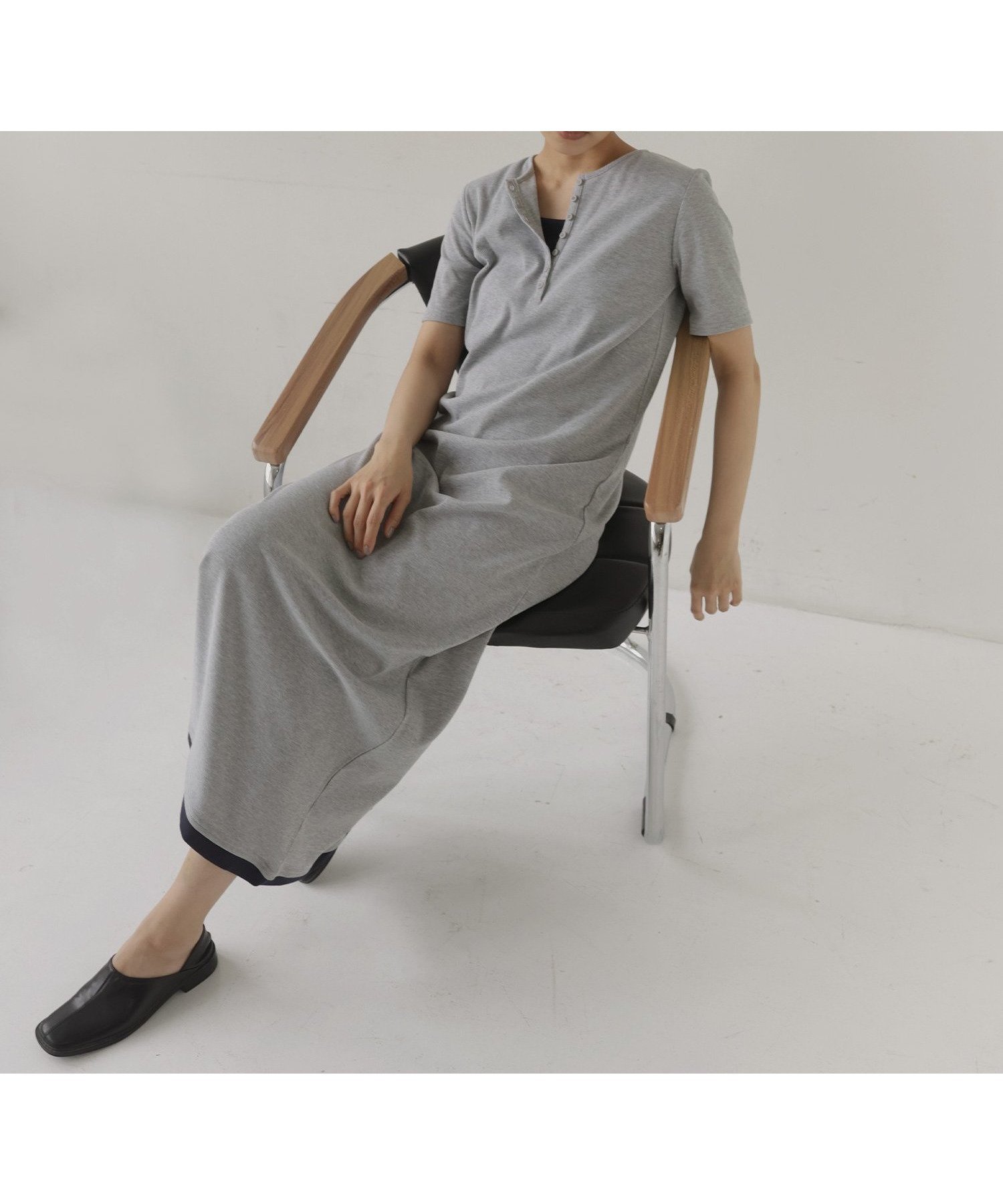 【ヘラム/hellam】の配色レイヤードカットリブワンピース インテリア・キッズ・メンズ・レディースファッション・服の通販 founy(ファウニー) 　ファッション　Fashion　レディースファッション　Fashion for Women　ワンピース　Dresses　杢グレー|ID: prp329100004988099 ipo3291000000037367674
