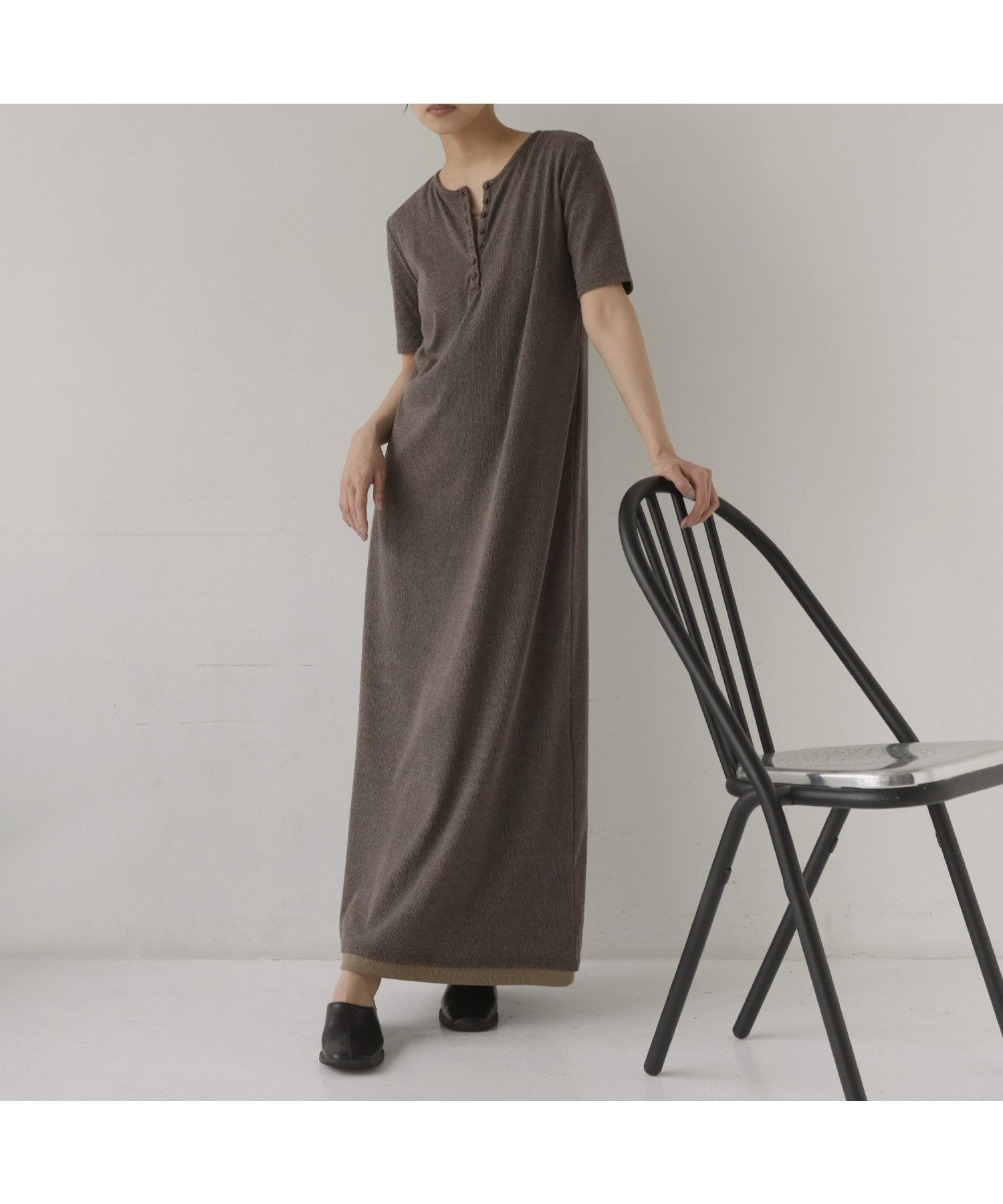 【ヘラム/hellam】の配色レイヤードカットリブワンピース インテリア・キッズ・メンズ・レディースファッション・服の通販 founy(ファウニー) 　ファッション　Fashion　レディースファッション　Fashion for Women　ワンピース　Dresses　モカ|ID: prp329100004988099 ipo3291000000037367675