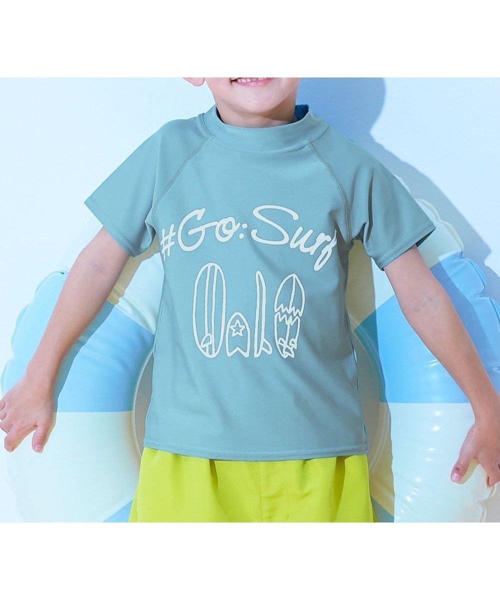 【デビロック/devirock / KIDS】のUVカット Tシャツ型 半袖ラッシュガード 半袖ラッシュガード 水着 インテリア・キッズ・メンズ・レディースファッション・服の通販 founy(ファウニー) 　ファッション　Fashion　キッズファッション　Fashion for Kids　ストレッチ　Stretch, Stretchy Fabric　タオル　Towel, Bath Towel　フィット　Fit, Slim Fit　プリント　Print, Printed Pattern　半袖　Short Sleeve, Half Sleeve　水着　Swimsuit, Swimwear　おすすめ　Recommended / Our Picks　夏　Summer　003-ボード-アッシュミント|ID: prp329100004988231 ipo3291000000037368699