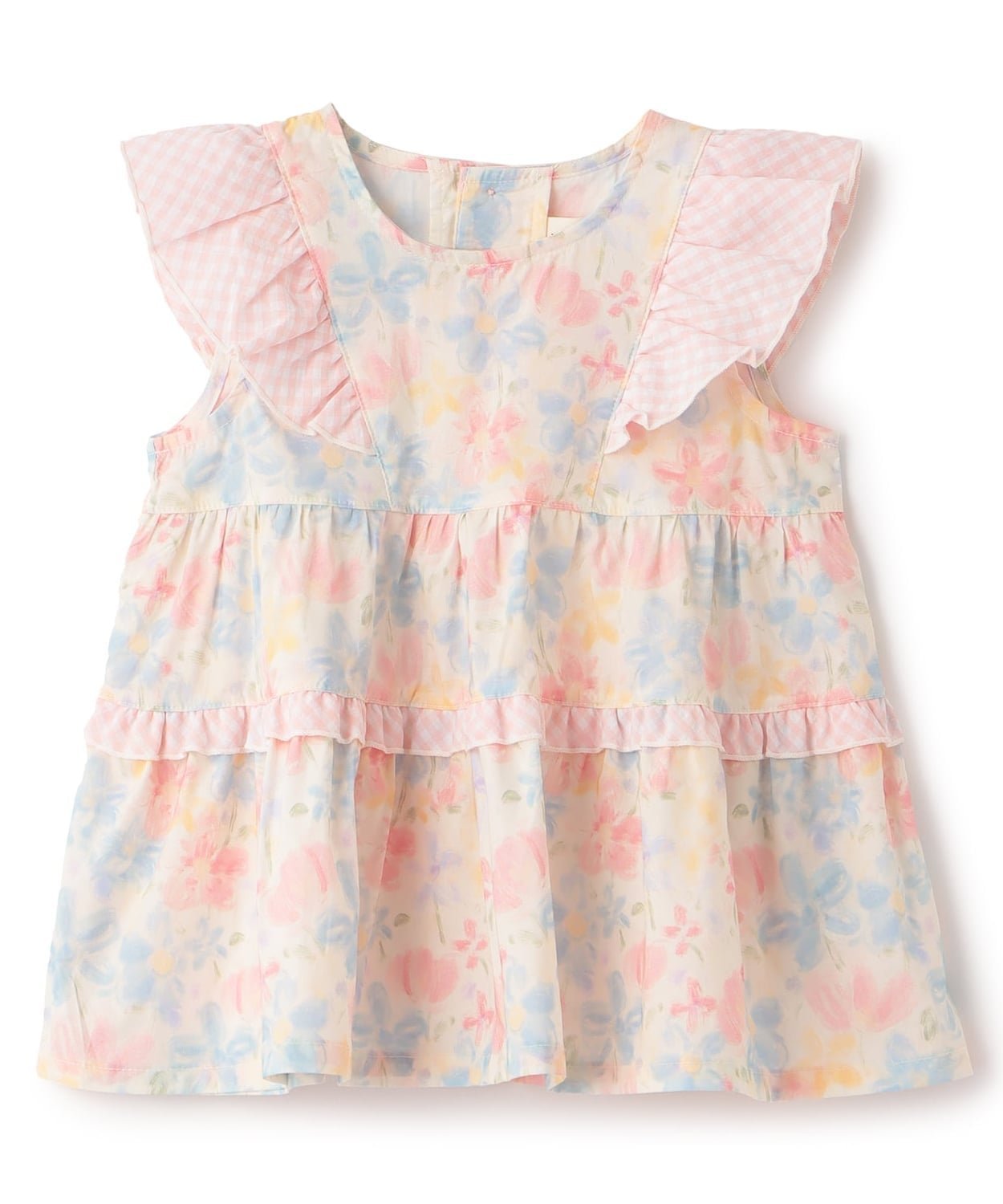 【ナルミヤ オンライン/NARUMIYA ONELINE / KIDS】のミルキーブロッサムチュニック インテリア・キッズ・メンズ・レディースファッション・服の通販 founy(ファウニー) 　ファッション　Fashion　キッズファッション　Fashion for Kids　ギンガム　Gingham, Gingham Fabric　チェック　Check, Plaid, Tartan　チュニック　Tunic, Long Top　フラワー　Flower, Floral　フリル　Frill, Ruffle　ポケット　Pocket, Pocket Detail　ピンク|ID: prp329100004988281 ipo3291000000037369034
