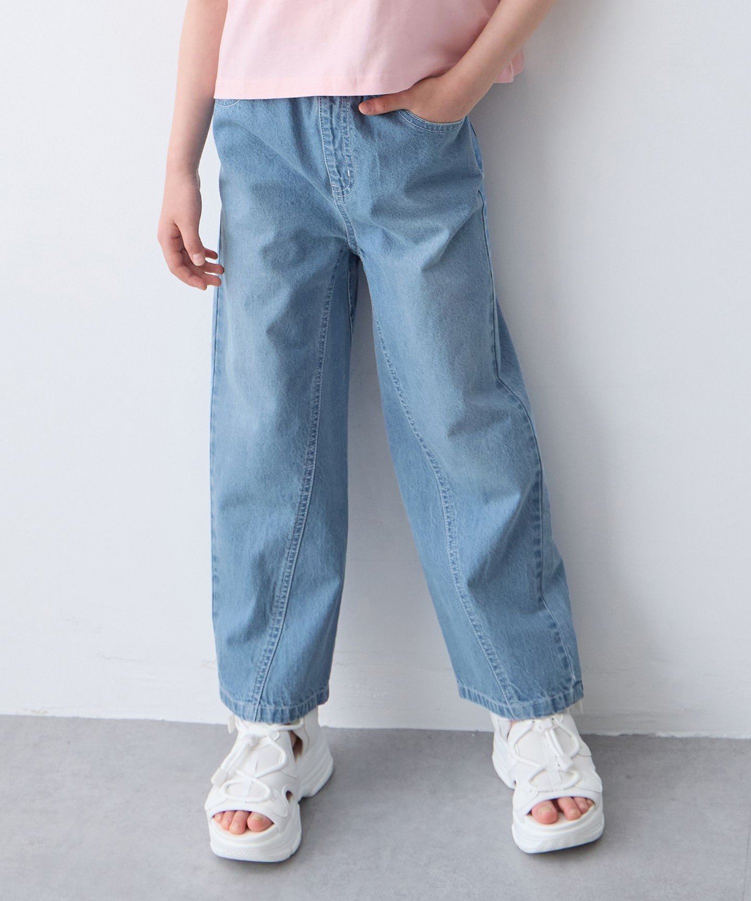 【エニー/ANY / KIDS】の【洗濯機可能】刺繍 ワイドデニムパンツ インテリア・キッズ・メンズ・レディースファッション・服の通販 founy(ファウニー) 　ファッション　Fashion　キッズファッション　Fashion for Kids　ボトムス　Bottoms　シンプル　Simple, Minimal　ストレート　Straight, Straight Cut　デニム　Denim, Jeans Material　ポケット　Pocket, Pocket Detail　リボン　Ribbon, Bow　ワイド　Wide, Wide Fit　春　Spring　インディゴ[770]|ID: prp329100004988296 ipo3291000000037369089